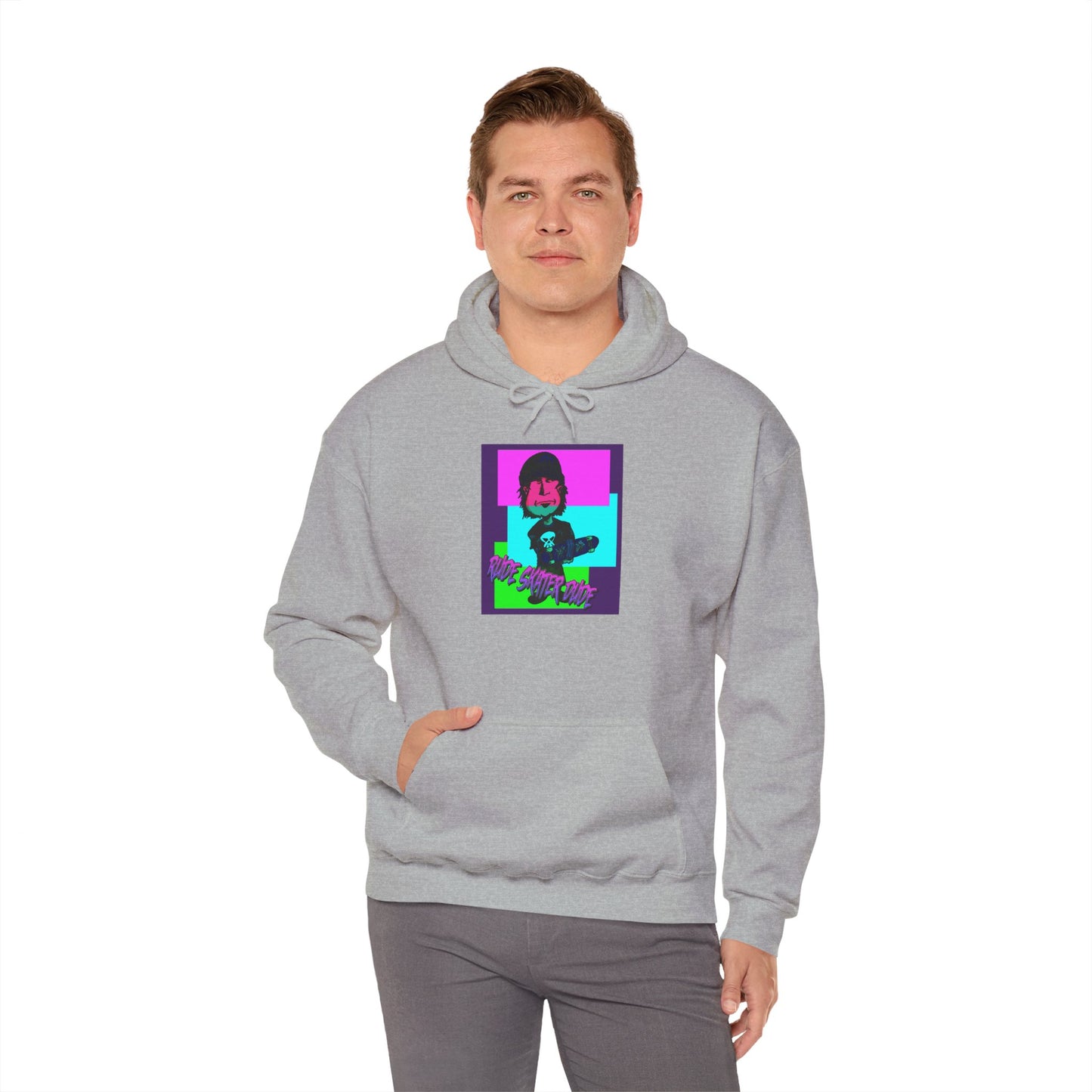 Retro Neon Rude Skater Dude Hoodie — Streetwear