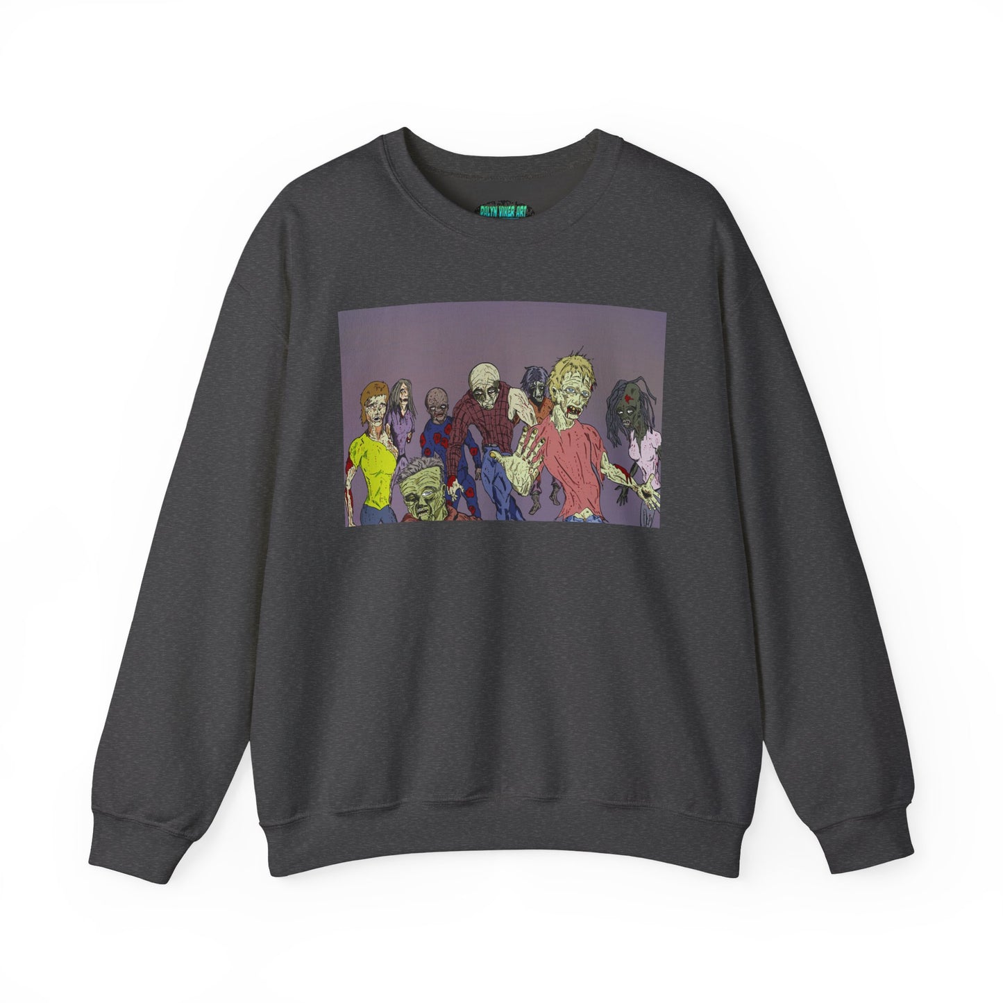 Zombie-Themed Unisex Crewneck Sweatshirt - Perfect for Halloween and Horror Lovers