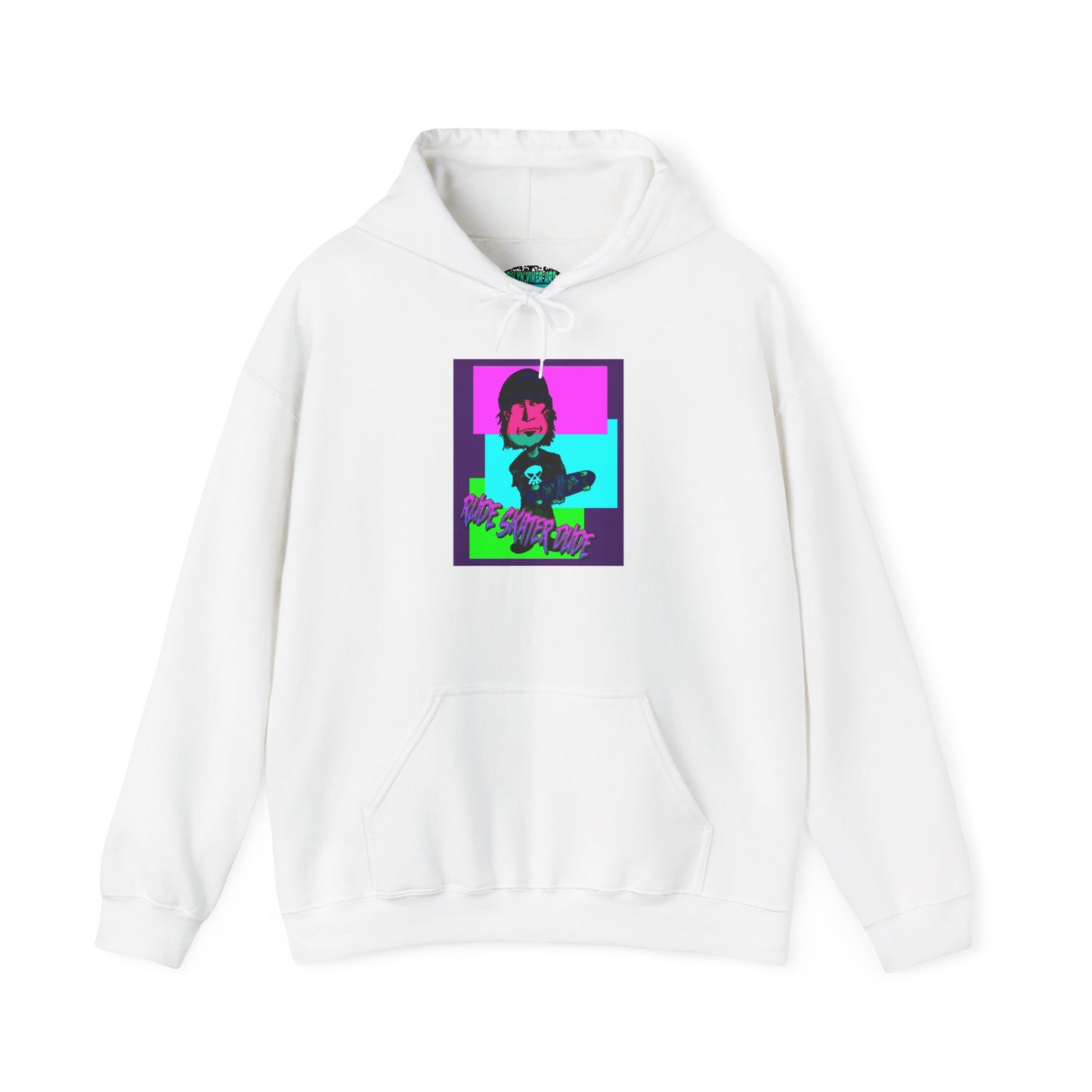 Retro Neon Rude Skater Dude Hoodie — Streetwear