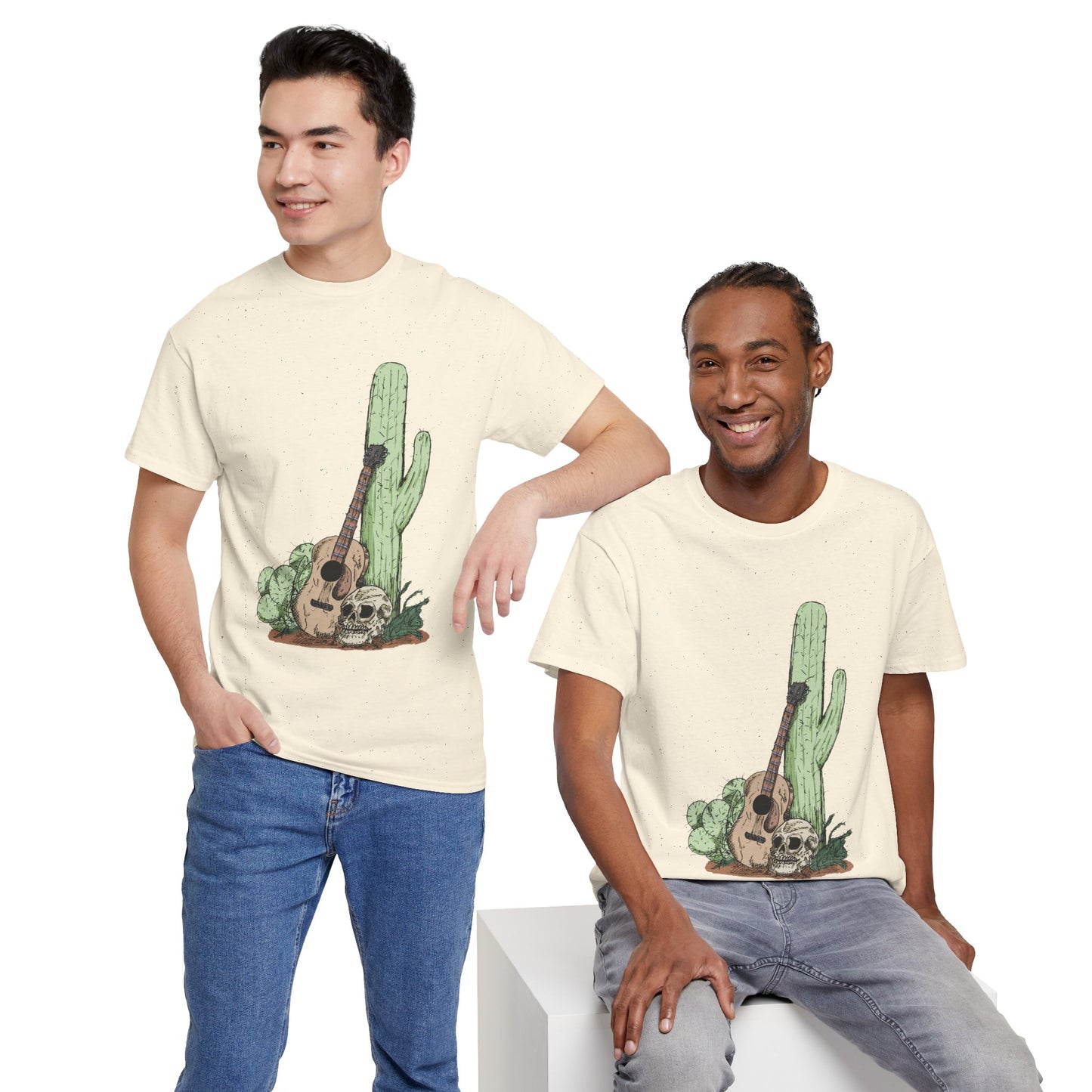 Desert Vibe Graphic Tee - Unisex Heavy Cotton Shirt, Boho Cactus Shirt, Guitar Lover's Gift, Summer Top, Music T-Shirt