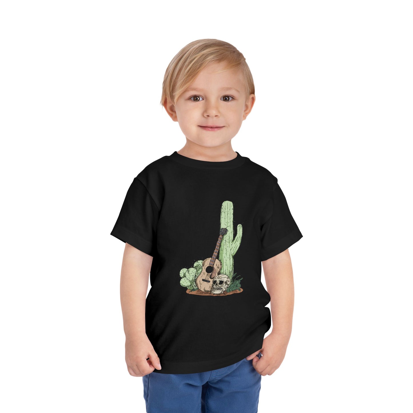 Toddler Tee — Desert Cactus with Guitar Graphic