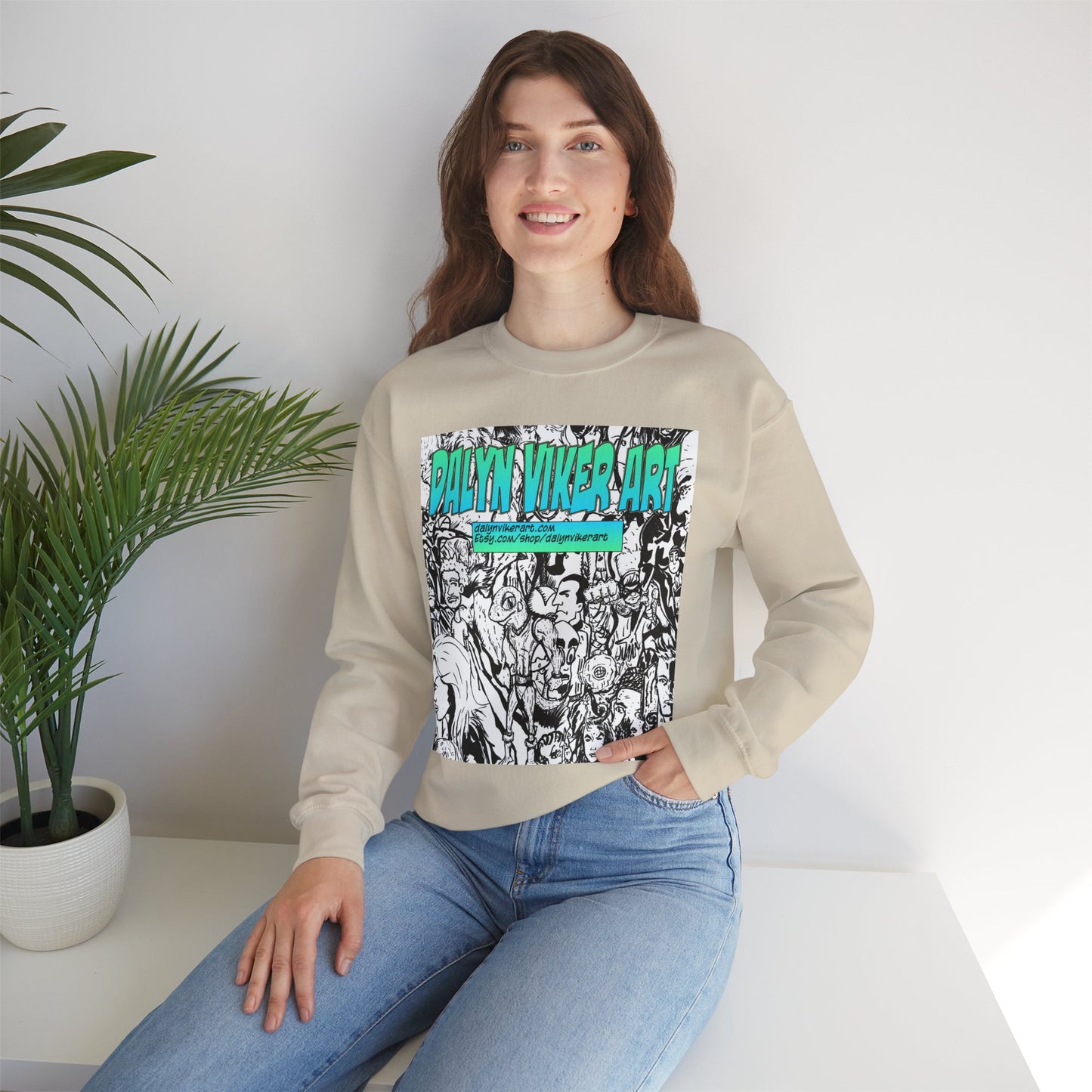 Graphic Art Crewneck Sweatshirt - Dalyan Viker Art Edition
