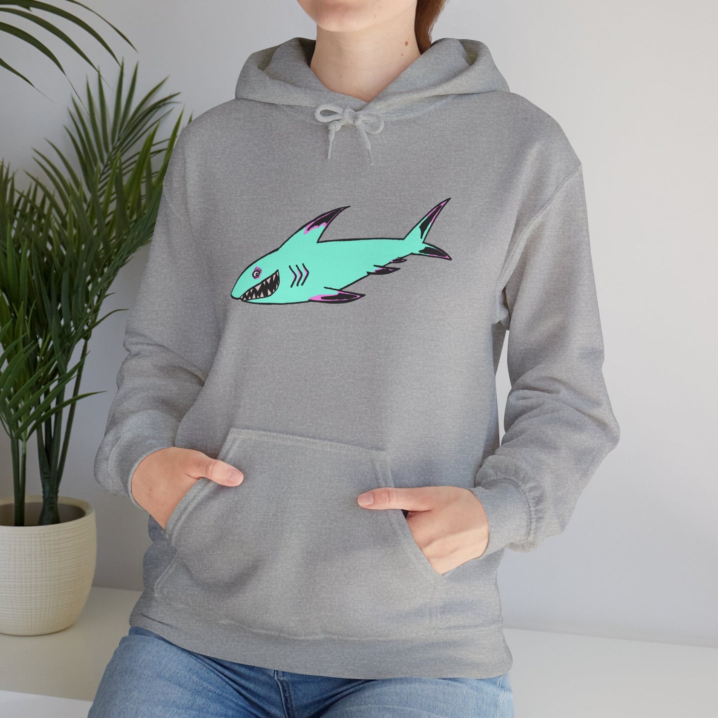 Shark Graphic Unisex Hoodie, Fun Casual Wear, Beach Lover's Gift, Relaxing Lounge Sweatshirt, Unique Gift for Any Occasion