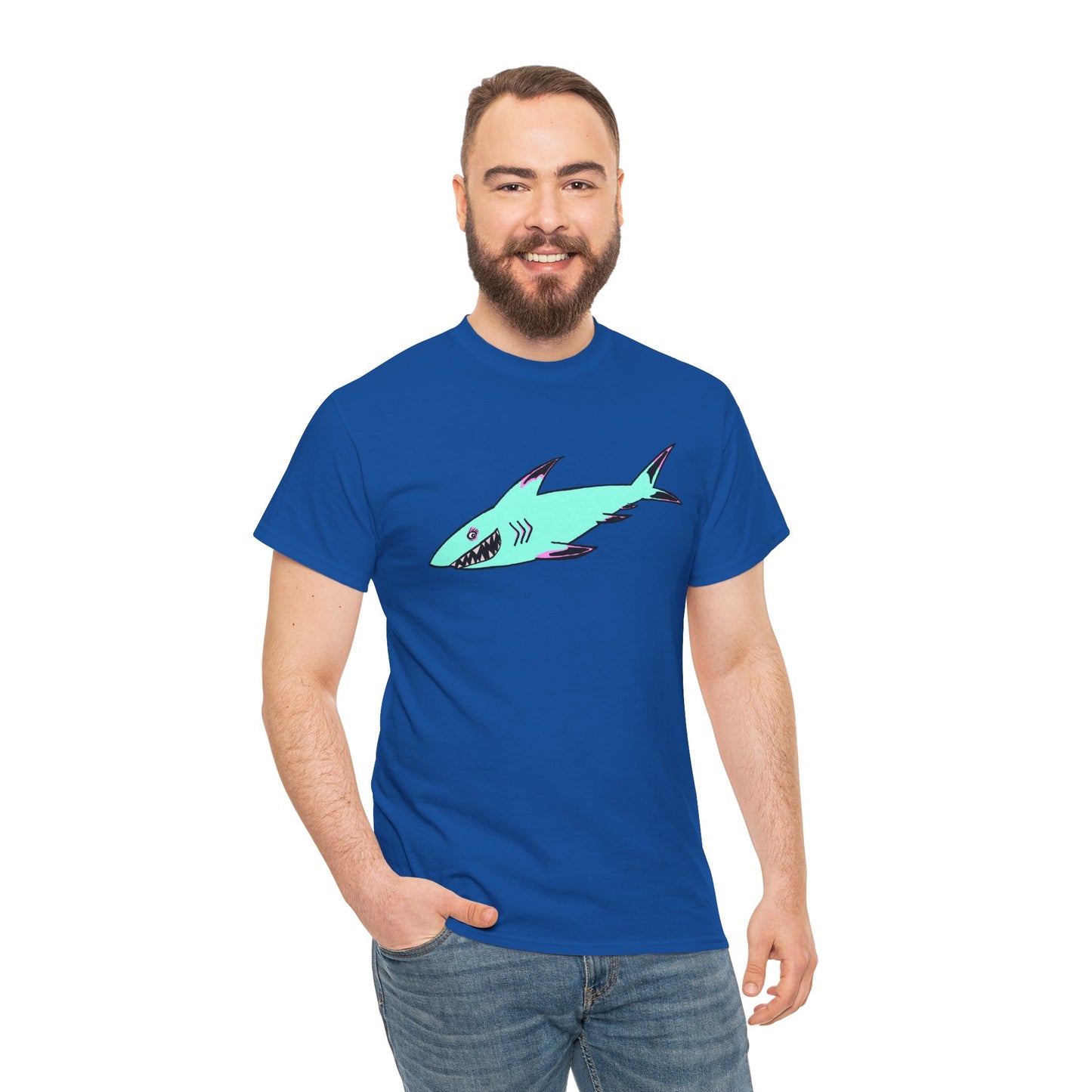 Cool Shark Graphic Unisex Heavy Cotton Tee, Ocean Lover Shirt, Beachwear, Casual Everyday Tee, Gift for Sharks Fans
