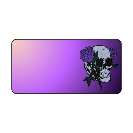 Purple Skull & Roses Desk Mat — Gothic Gaming Mouse Pad
