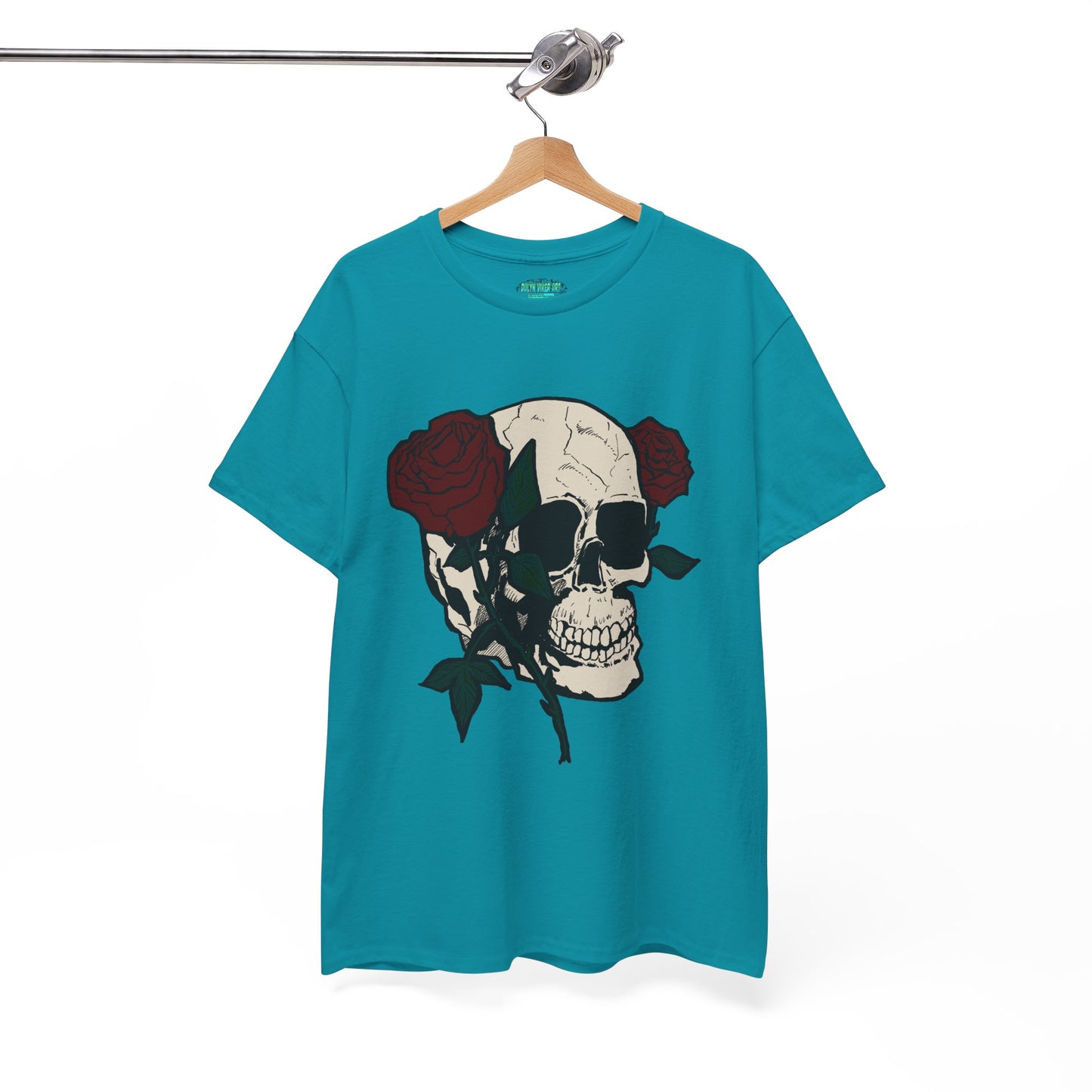 Skull and Roses Unisex Heavy Cotton Tee - Edgy Graphic T-Shirt for Impactful Style