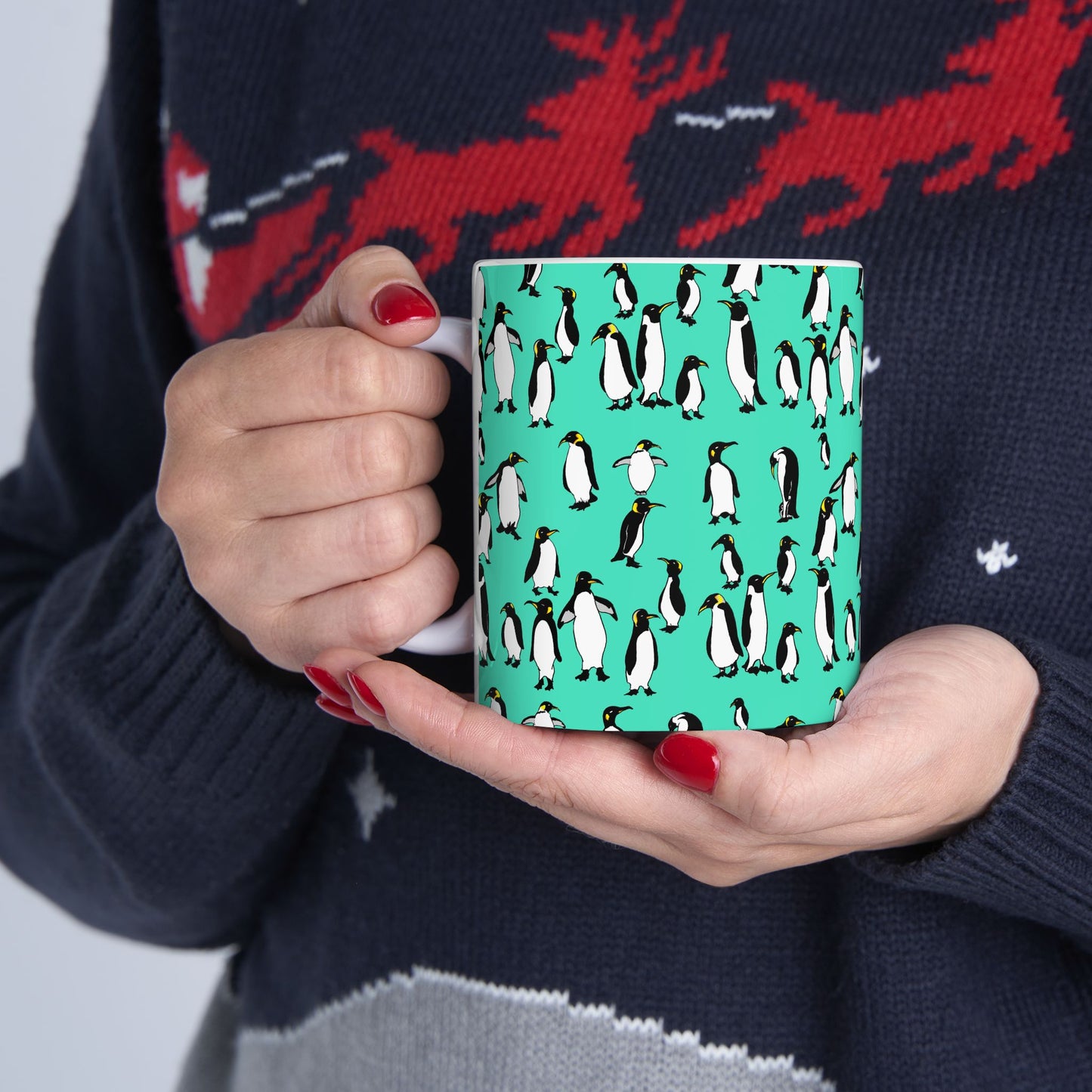 Rookery of Penguins Pattern Ceramic Mug - Fun Coffee Cup, Gift for Animal Lovers, Cute Kitchen Decor, Birthday Present, Penguin Mug