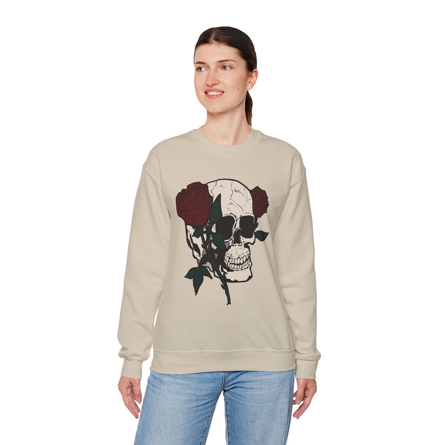Skull & Rose Crewneck Sweatshirt - Unisex Heavy Blend™