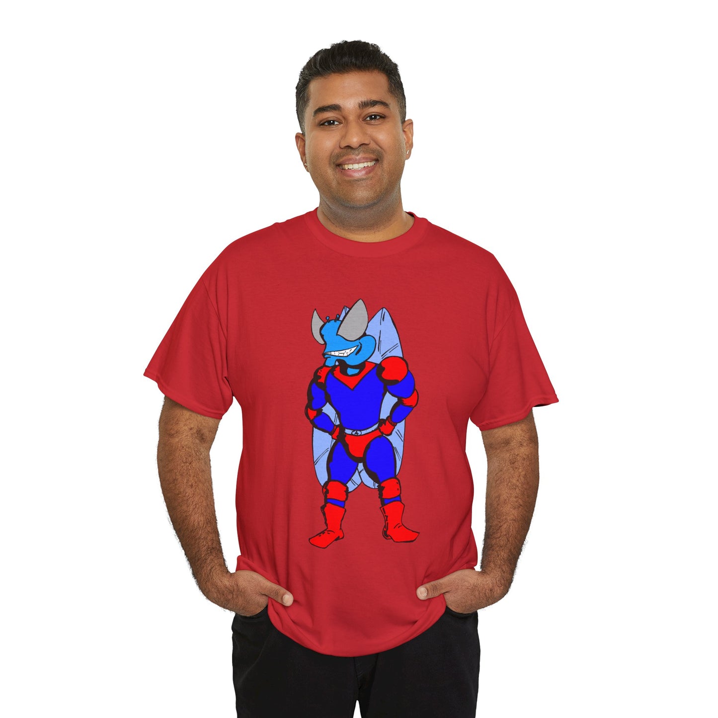 Astro-Fly Hero Graphic Tee - Blue & Red Superhero T-Shirt