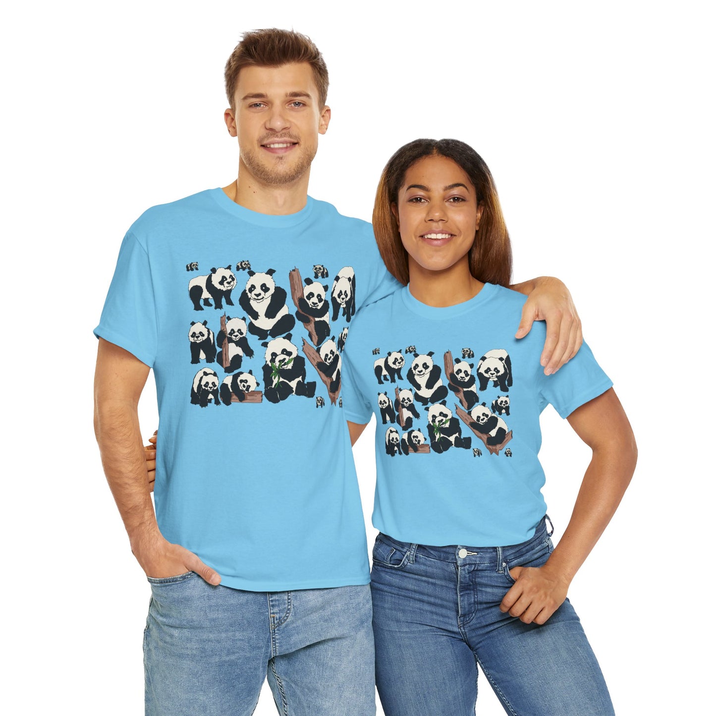 Cute Panda Design Unisex Heavy Cotton Tee | Animal Lover Gift, Casual Wear, Eco-Friendly Apparel, Nature Enthusiast Clothing