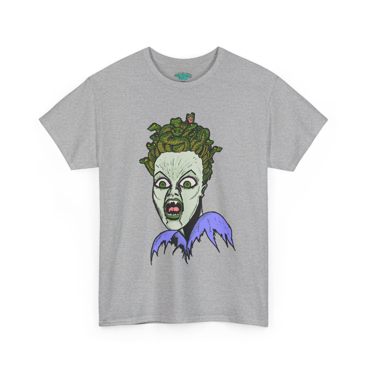 Spooky Medusa Unisex Heavy Cotton Tee - Perfect for Halloween, Horror Fans, Casual Wear, Party Outfits, Graphic Tees
