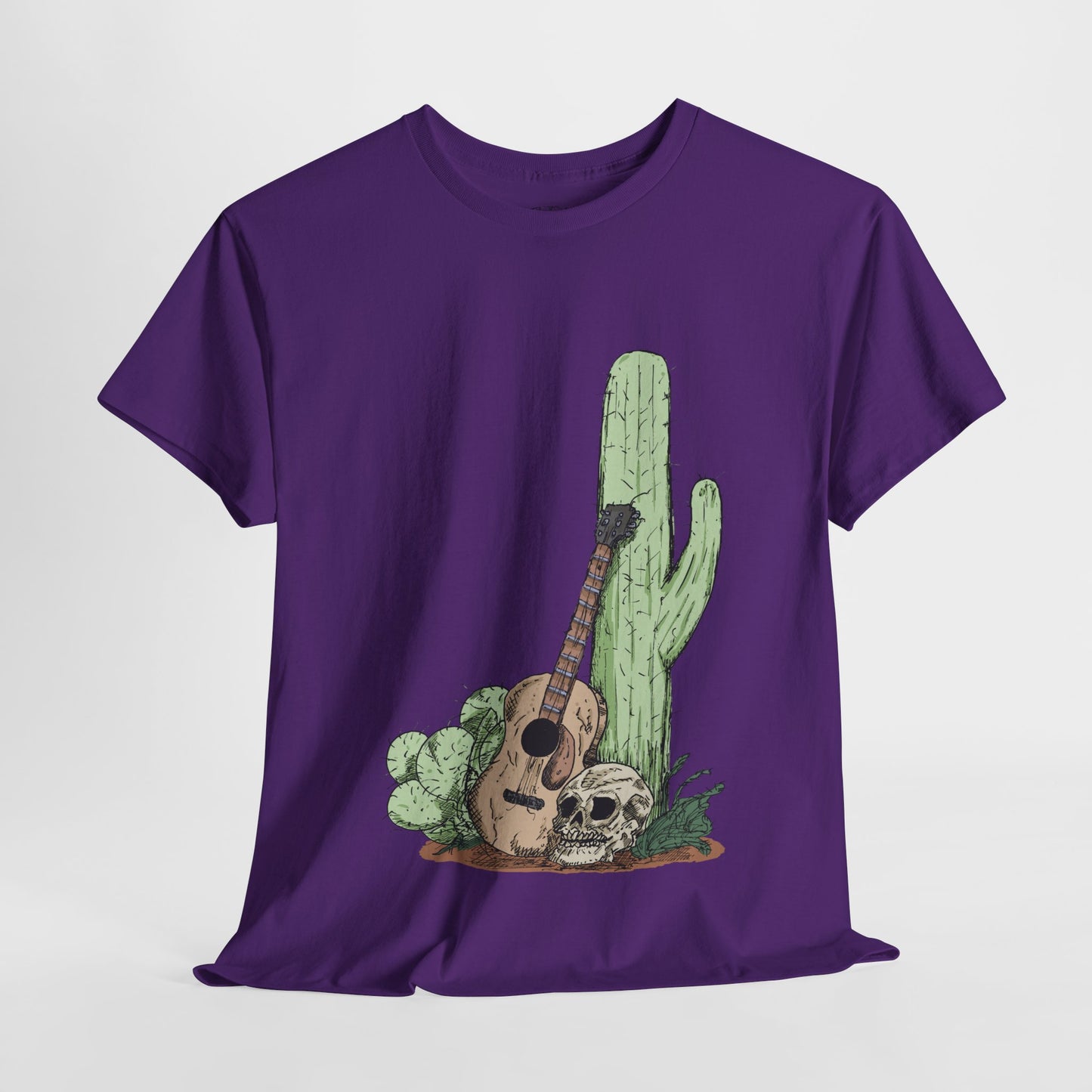 Desert Vibe Graphic Tee - Unisex Heavy Cotton Shirt, Boho Cactus Shirt, Guitar Lover's Gift, Summer Top, Music T-Shirt