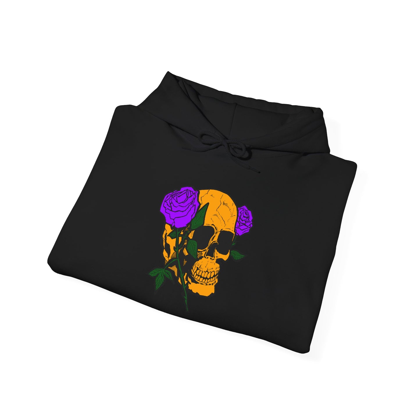 Skull & Roses Hooded Sweatshirt - Unisex Heavy Blend, Perfect for Halloween, Casual Wear, Street Style, Gifts for Her, Trendy Fashion