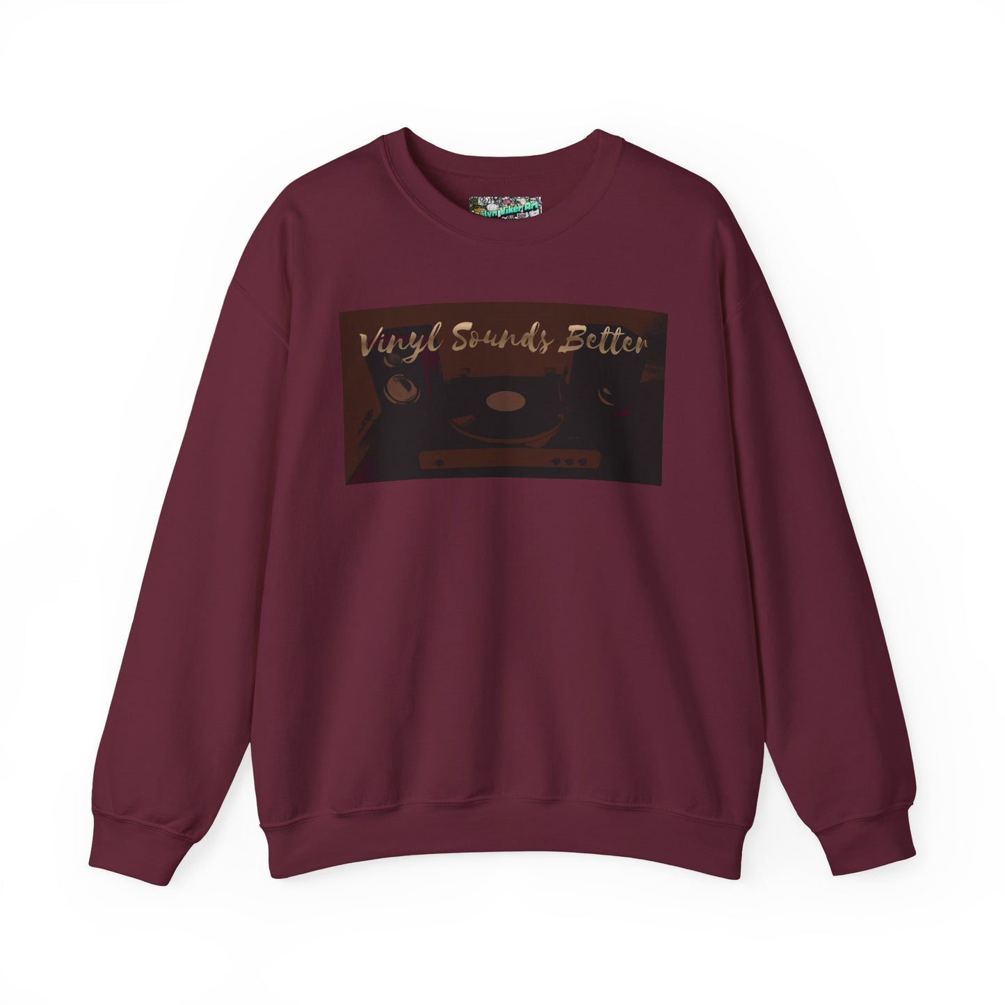 Crewneck Sweatshirt — "Vinyl Sounds Better" Retro Record Graphic