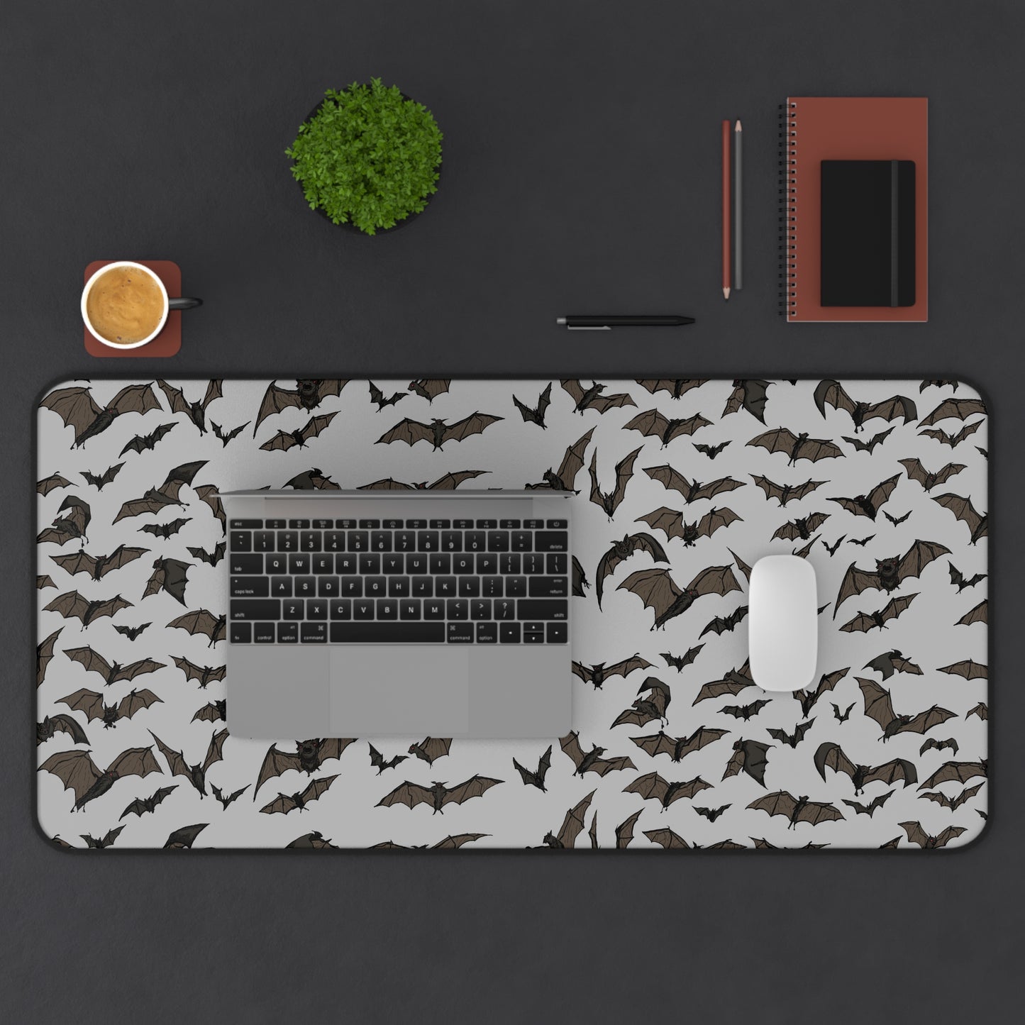 Spooky Bat Cold Night Desk Mat - Perfect for Halloween Decor, Office Supplies, Gamer Accessories, Home Office, Spooky Gift Ideas