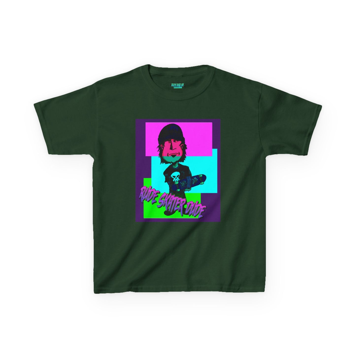 Kids Tee — Retro Neon Rude Skater Dude Kid Graphic T-Shirt