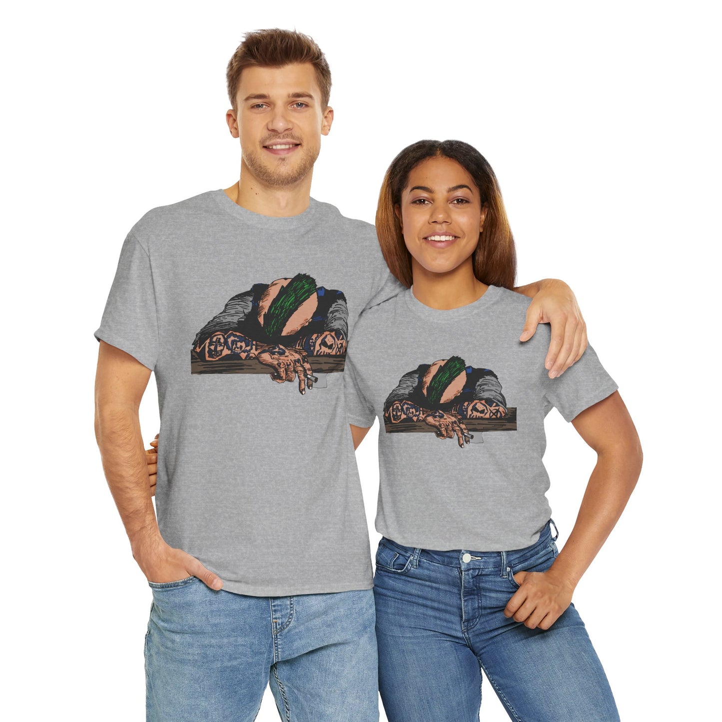 Punk and Done Stylish Unisex Heavy Cotton Tee with Artistic Print, Casual Tee, Graphic T-Shirt, Gift for Art Lovers, Everyday Wear, Unique Art Apparel