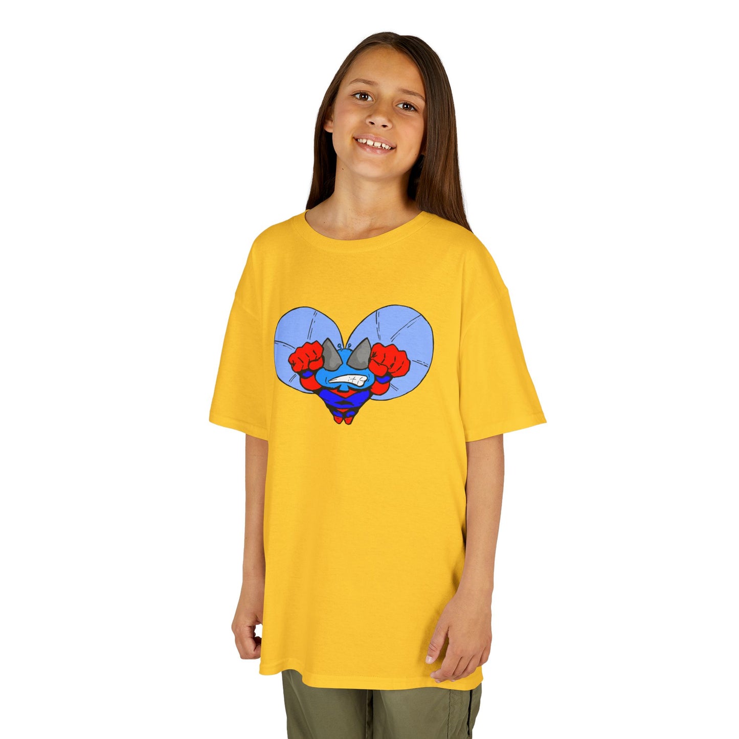Astro-Fly Kids Superhero T‑Shirt — Cute Blue Hero Design