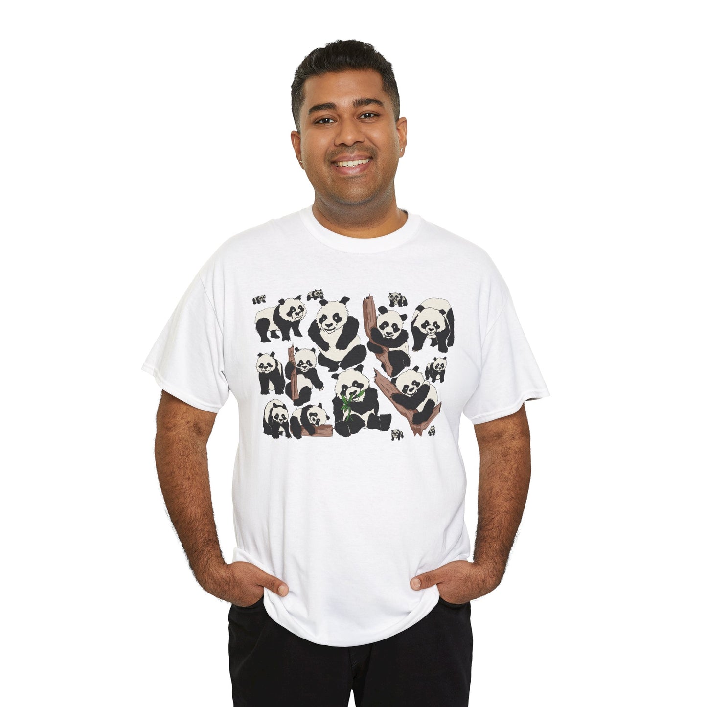 Cute Panda Design Unisex Heavy Cotton Tee | Animal Lover Gift, Casual Wear, Eco-Friendly Apparel, Nature Enthusiast Clothing