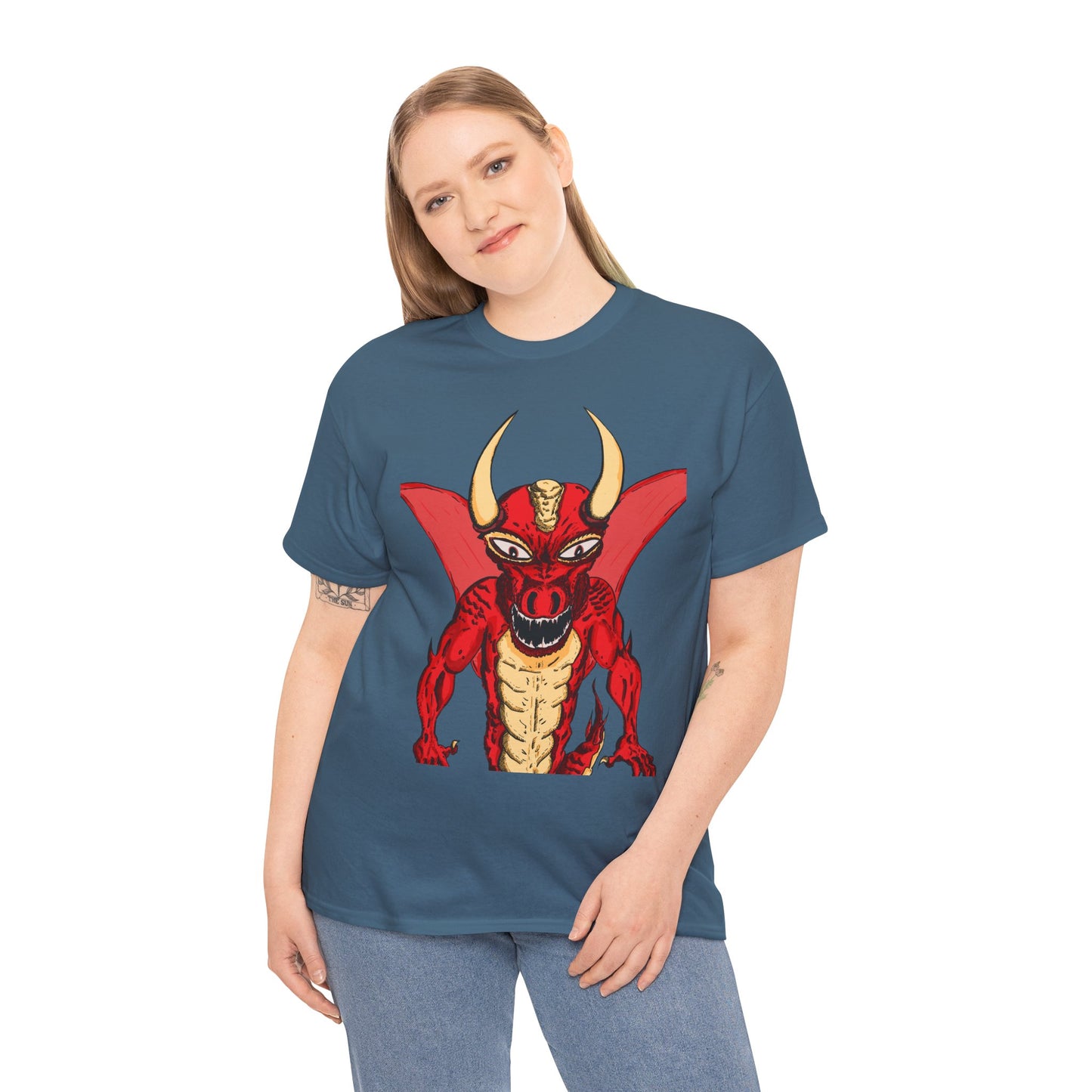 Bold Red Dragon Unisex Heavy Cotton Tee | Graphic Shirt for Anime Fans, Party Wear, Casual Outfit, Gift for Him/Her