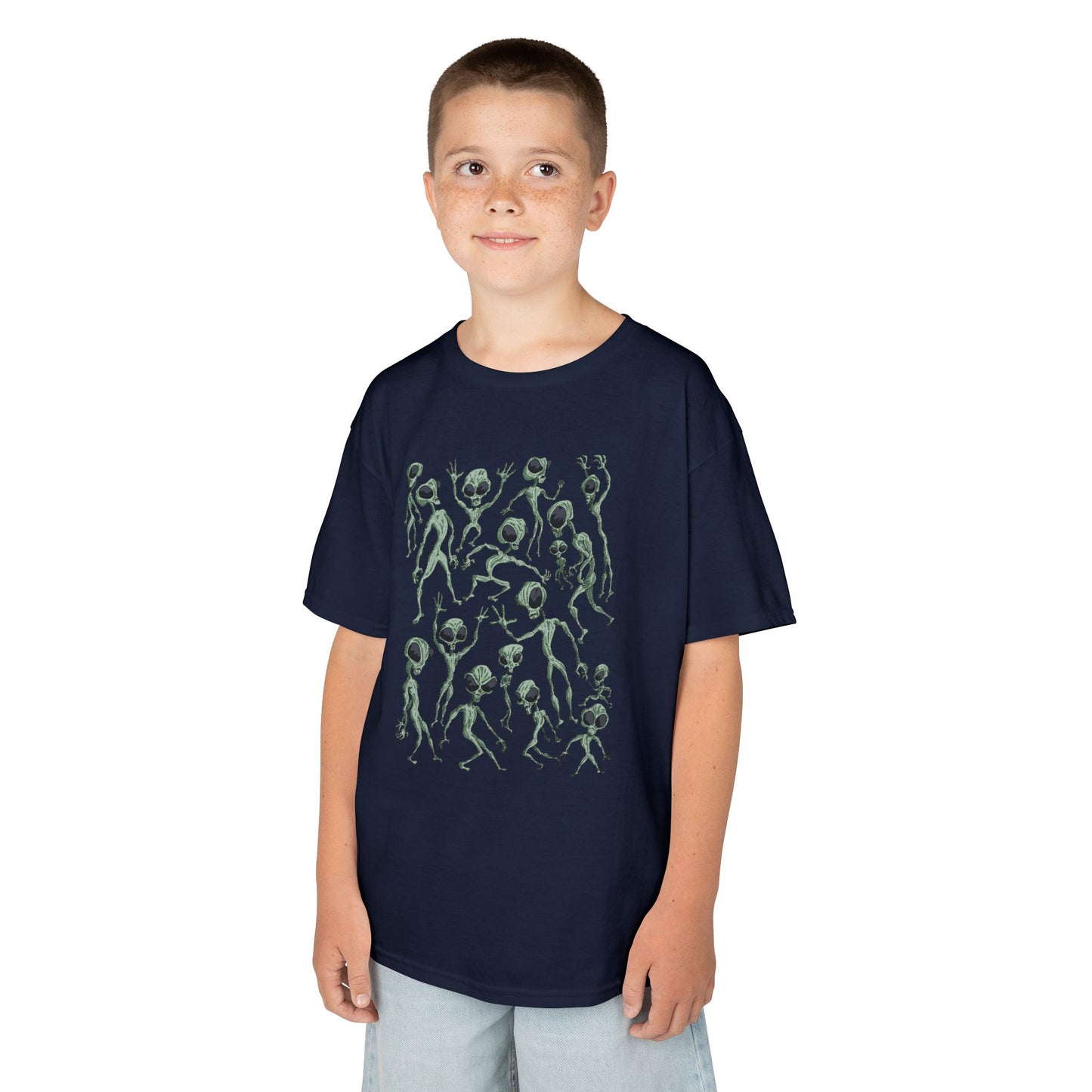 Alien Dance Party Kids Playful Graphic Tee, Kids T-Shirt, Fun Children’s Apparel, Unique Gift for Kids, Summer Wear, Kids Graphic Shirt
