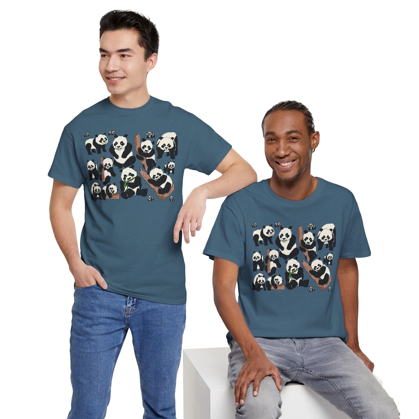 Cute Panda Design Unisex Heavy Cotton Tee | Animal Lover Gift, Casual Wear, Eco-Friendly Apparel, Nature Enthusiast Clothing
