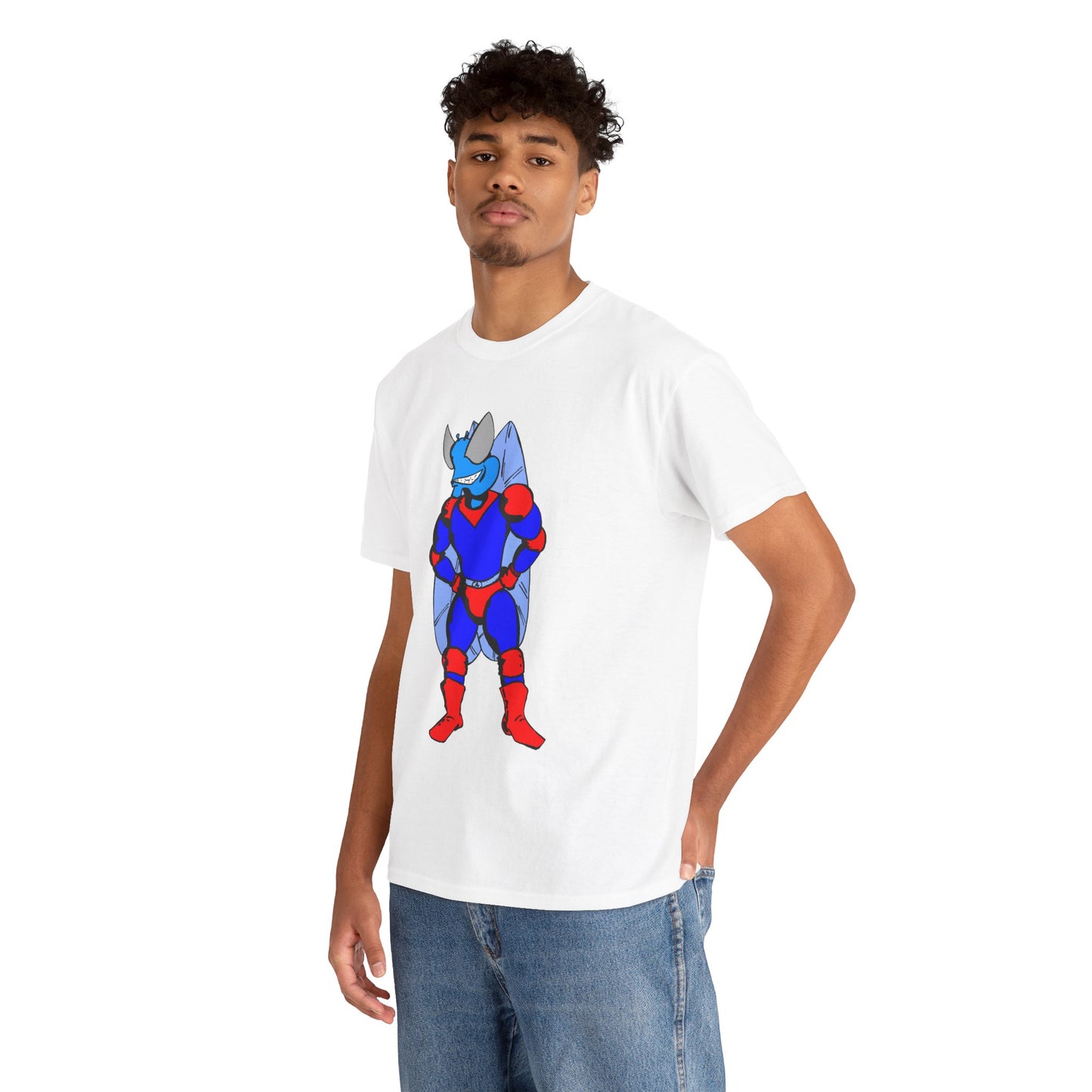 Astro-Fly Hero Graphic Tee - Blue & Red Superhero T-Shirt