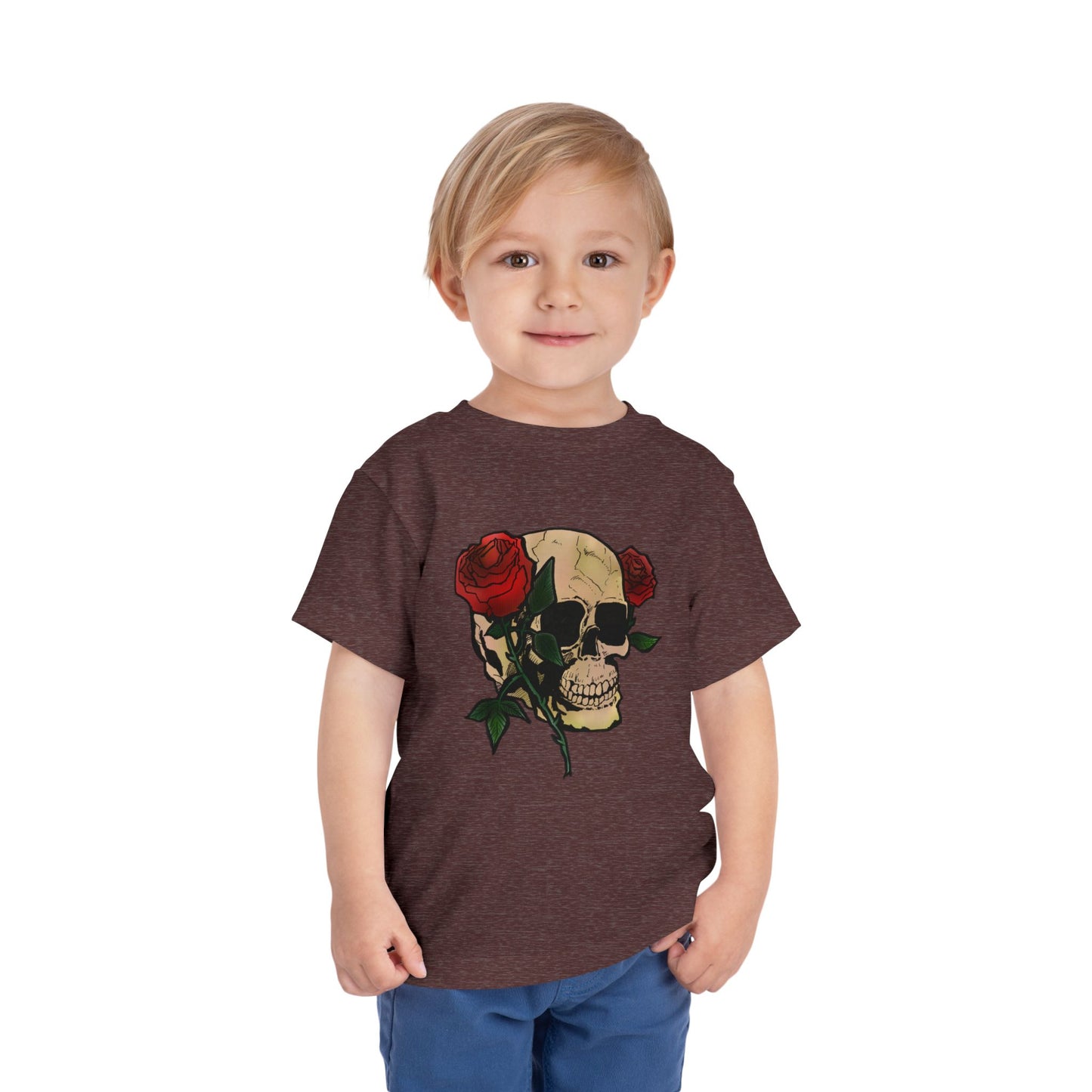 Toddler Tee — Skull with Red Roses Graphic