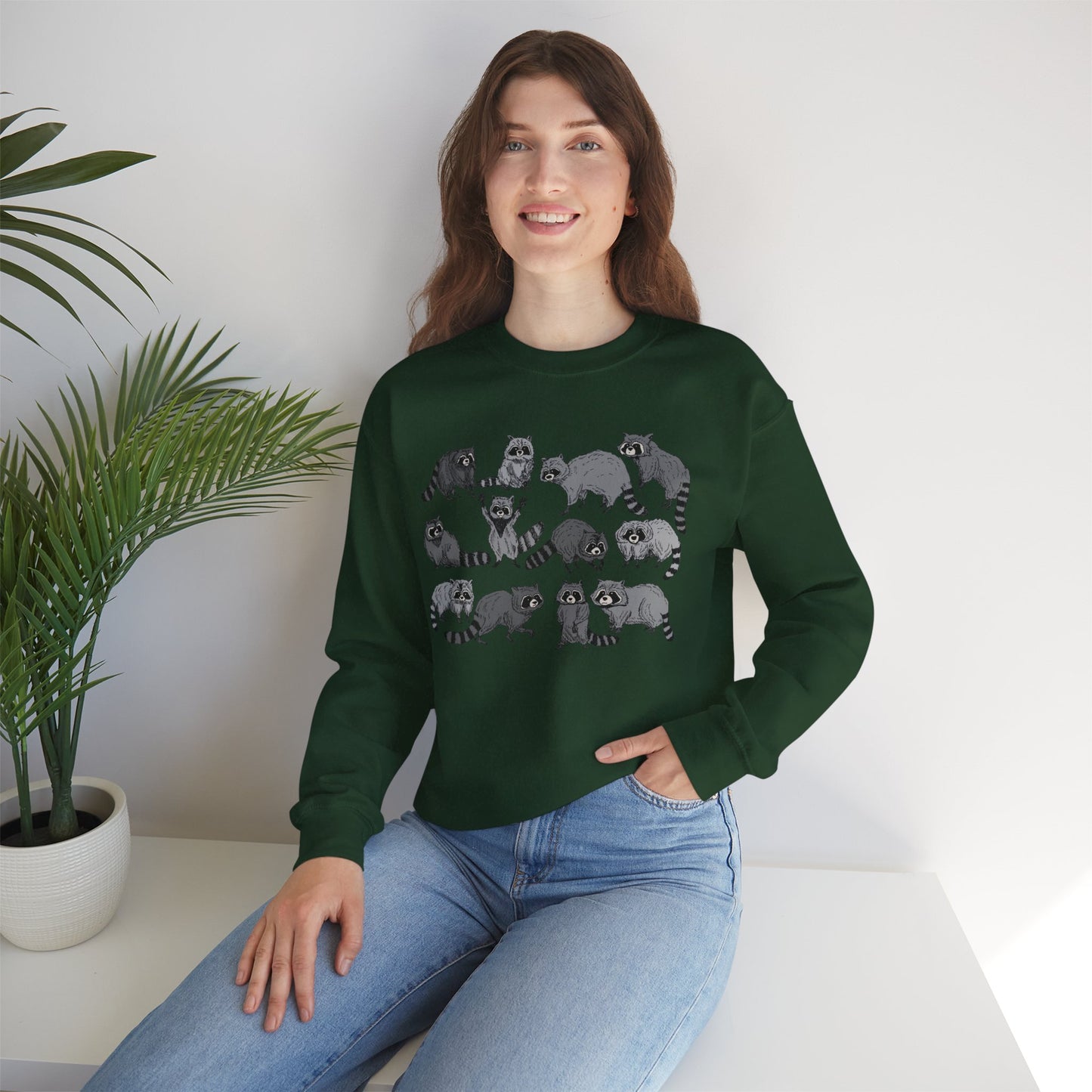 Playful Raccoon Crewneck Sweatshirt - Unisex Heavy Blend