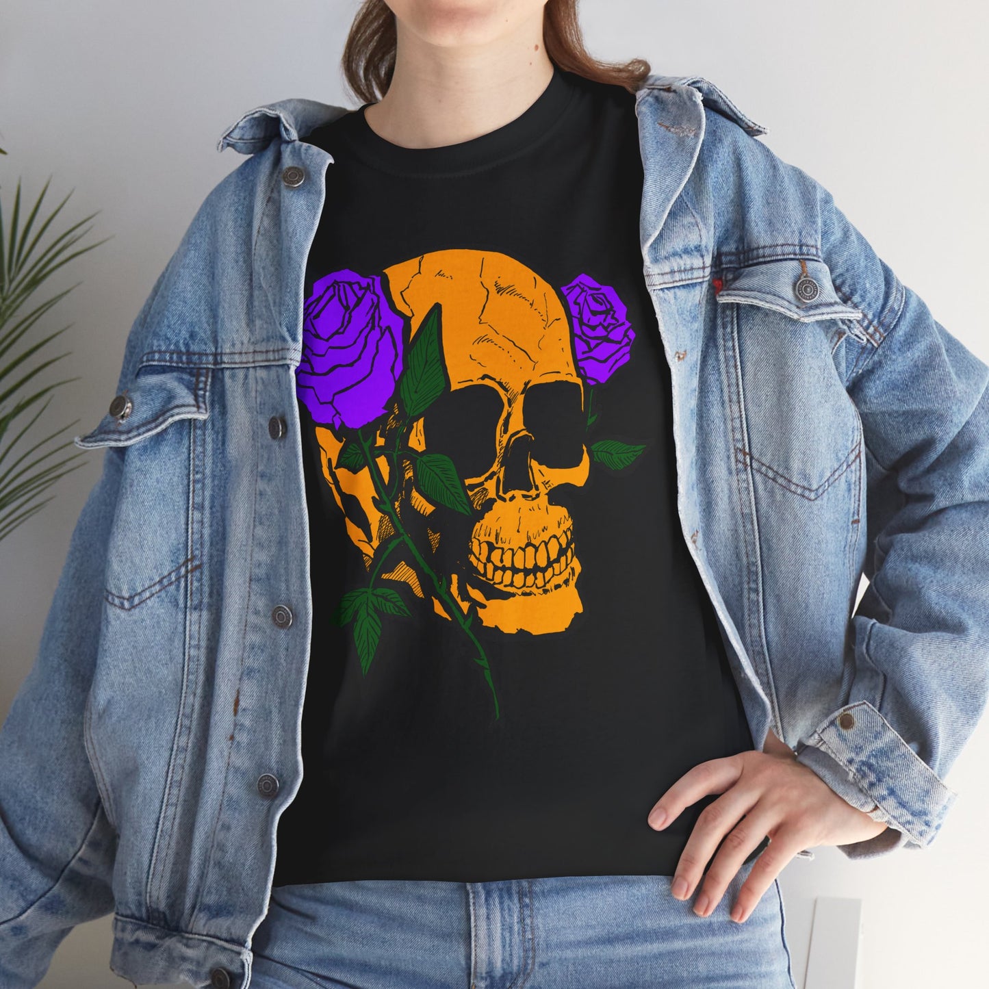 Skull and Roses Unisex Tee, Gothic Aesthetic Shirt, Vintage Graphic T-Shirt, Streetwear Essentials, Edgy Casual Wear