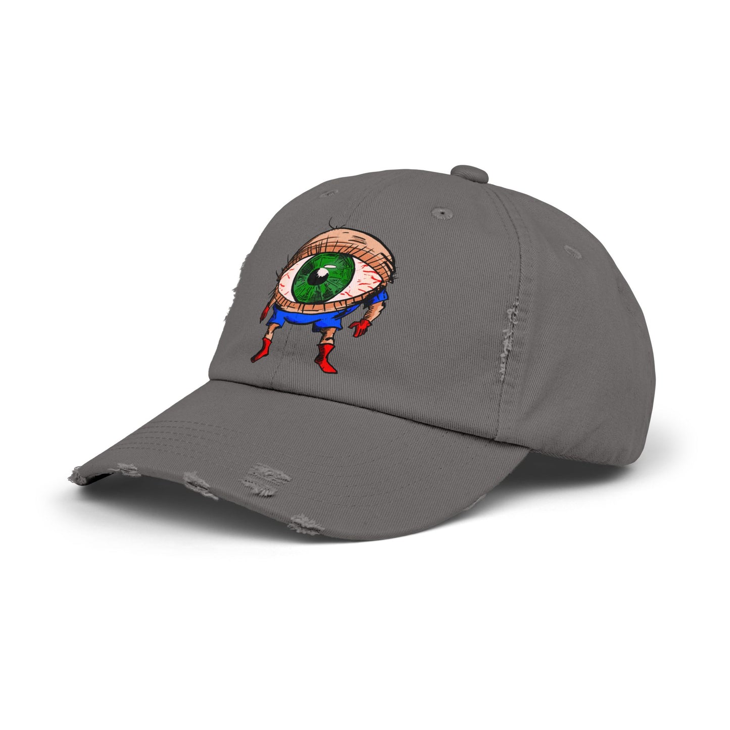 Terrif-EYE-ing Unisex Distressed Cap with Quirky Eyeball Design - Perfect for Casual Style