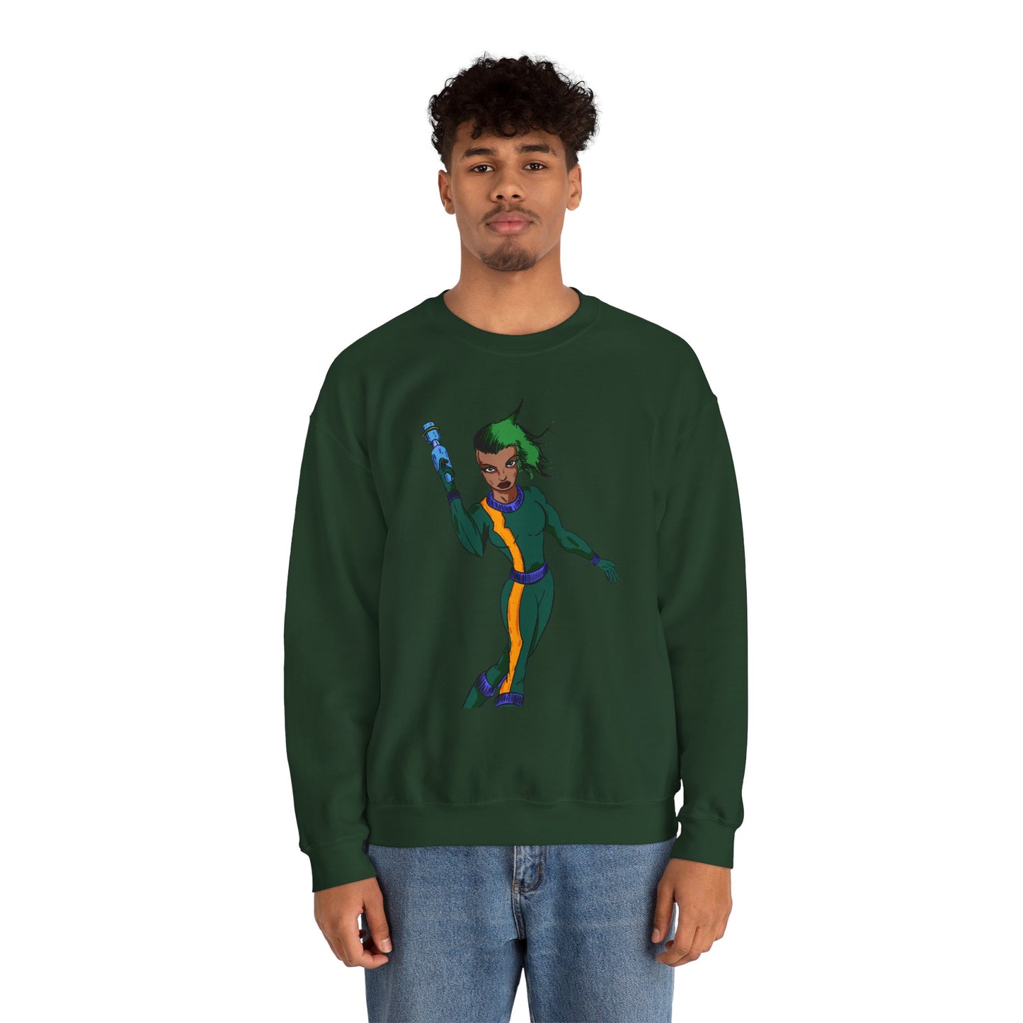 Heroic Vibes Crewneck Sweatshirt with Bold Design