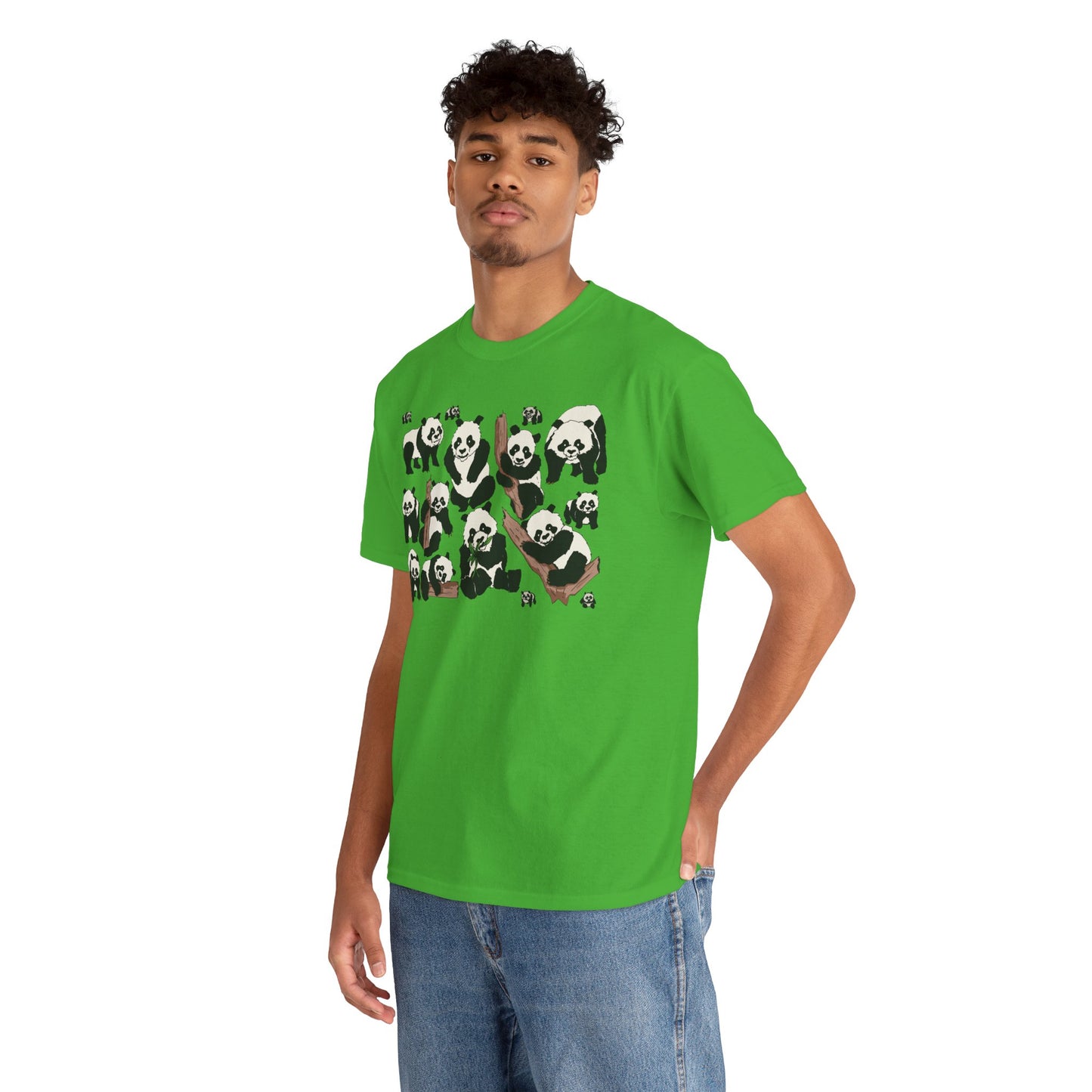Cute Panda Design Unisex Heavy Cotton Tee | Animal Lover Gift, Casual Wear, Eco-Friendly Apparel, Nature Enthusiast Clothing