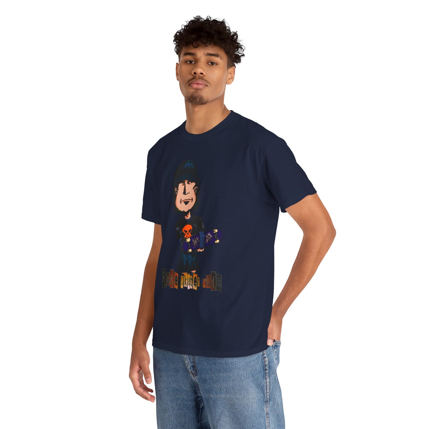 Rude Skater Dude Cartoon Skate Punk T-Shirt — Skateboarding Tee with Skull Design