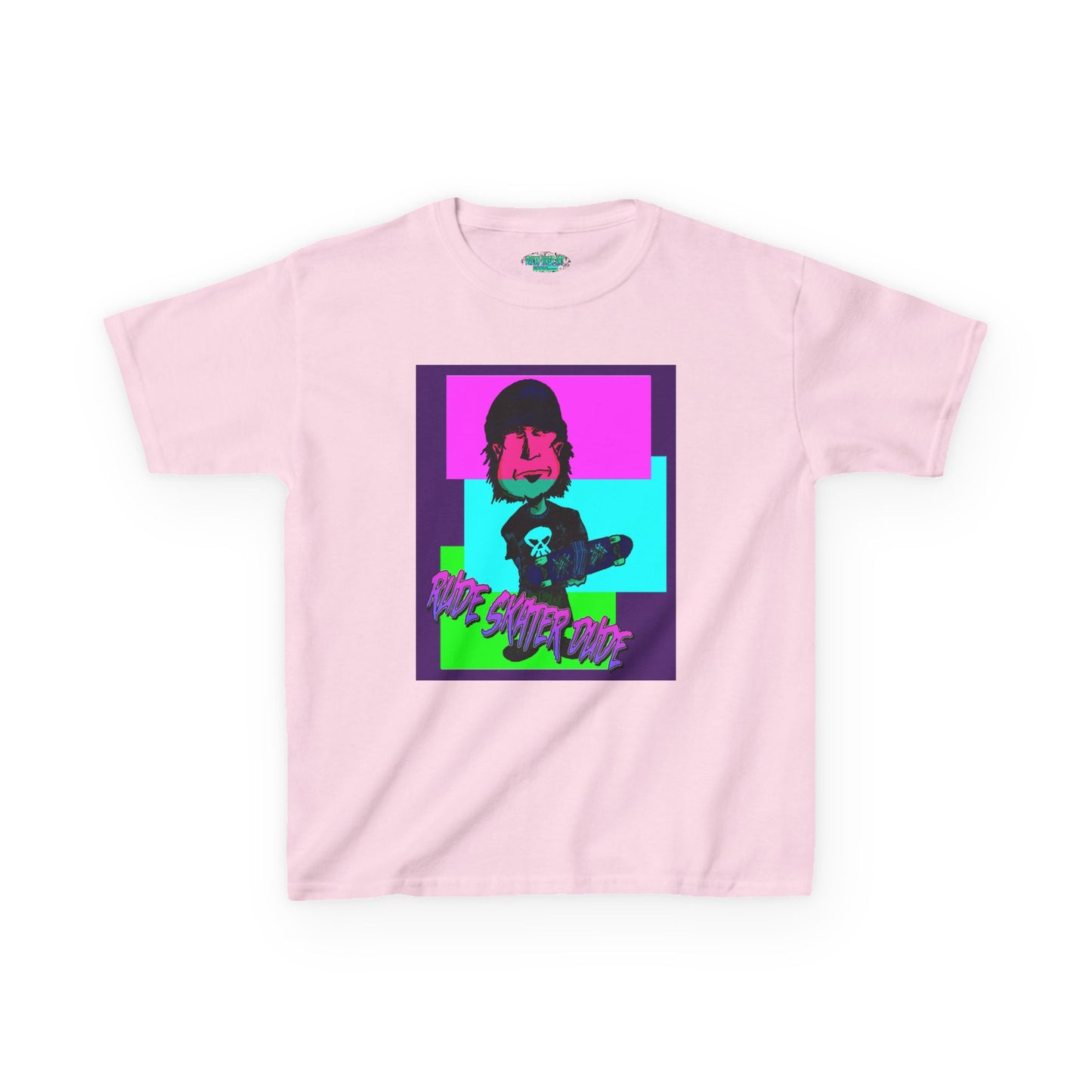 Kids Tee — Retro Neon Rude Skater Dude Kid Graphic T-Shirt