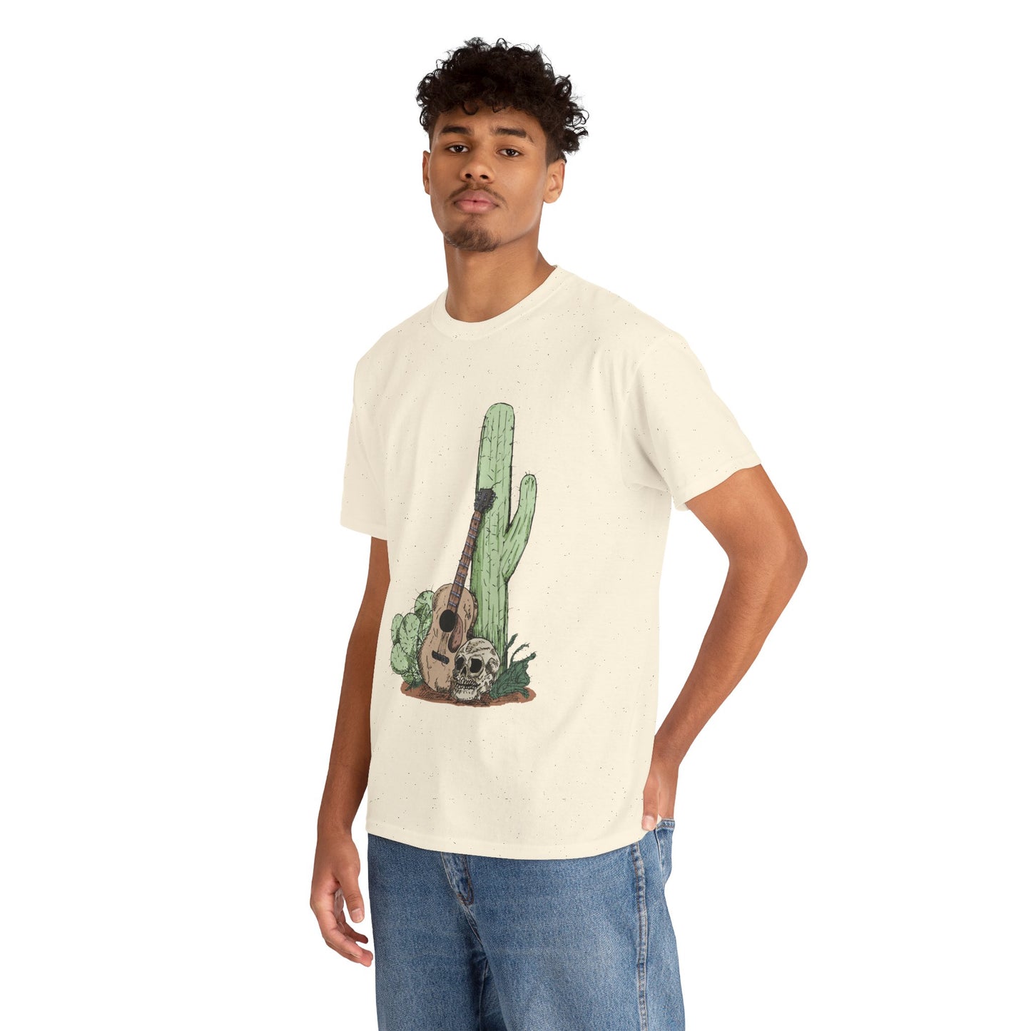 Desert Vibe Graphic Tee - Unisex Heavy Cotton Shirt, Boho Cactus Shirt, Guitar Lover's Gift, Summer Top, Music T-Shirt