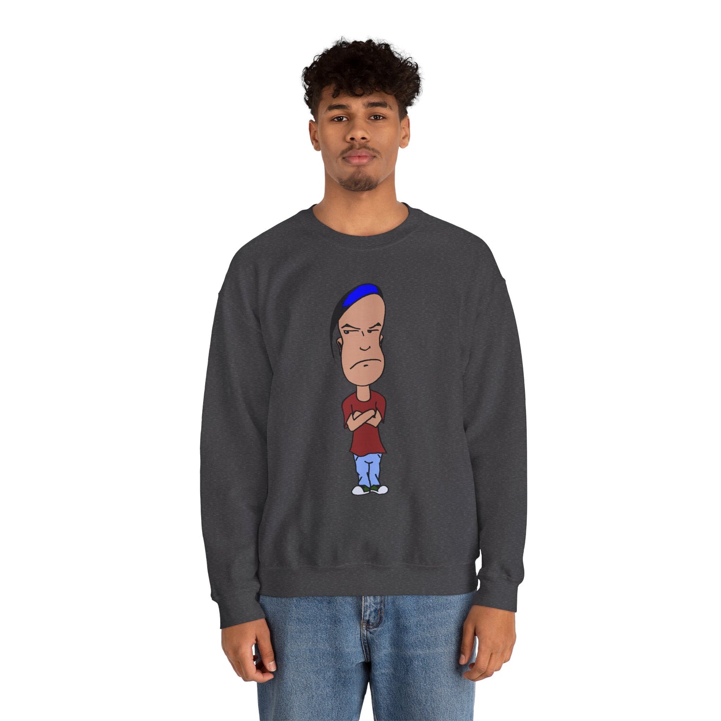 Smug Cartoon Graphic Crewneck Sweatshirt for Casual Style