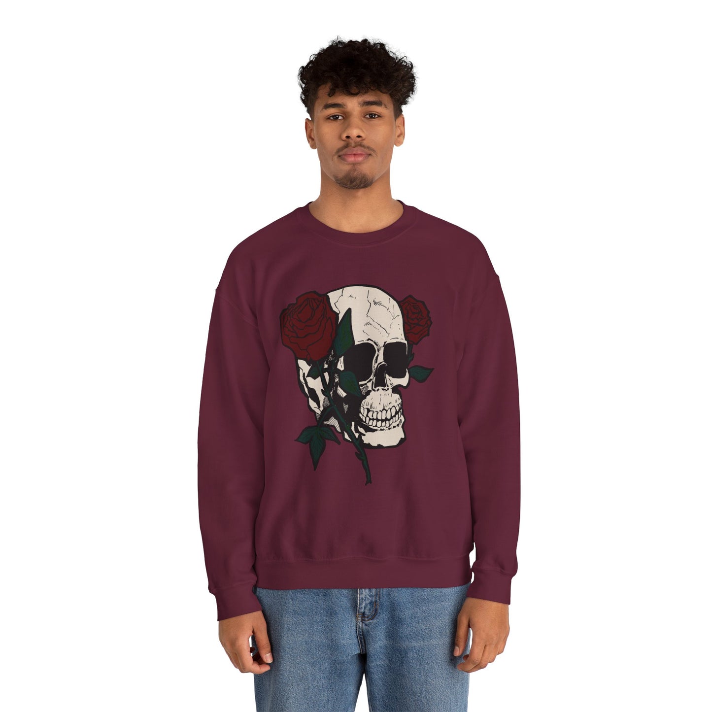 Skull & Rose Crewneck Sweatshirt - Unisex Heavy Blend™