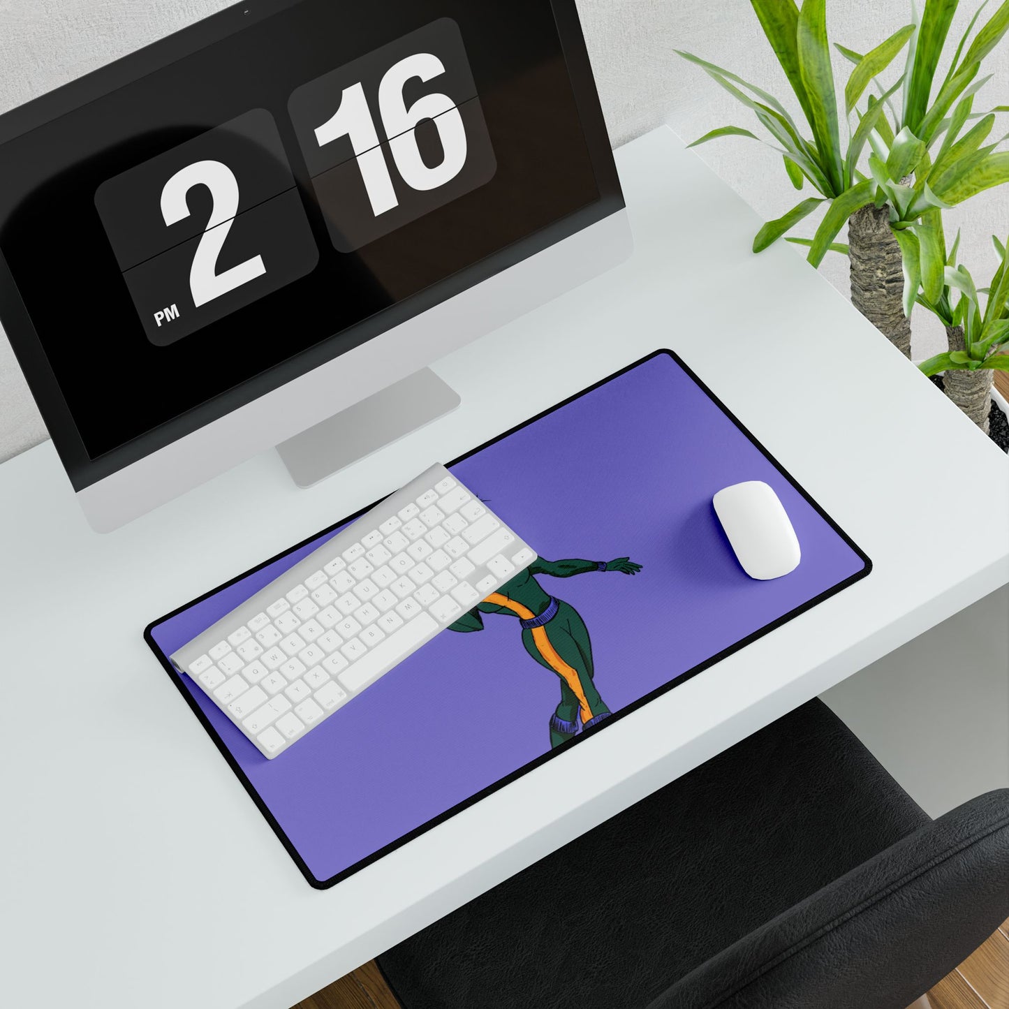 Purple Sci‑Fi Hero Desk Mat – Gamer Mouse Pad with Futuristic Female Character