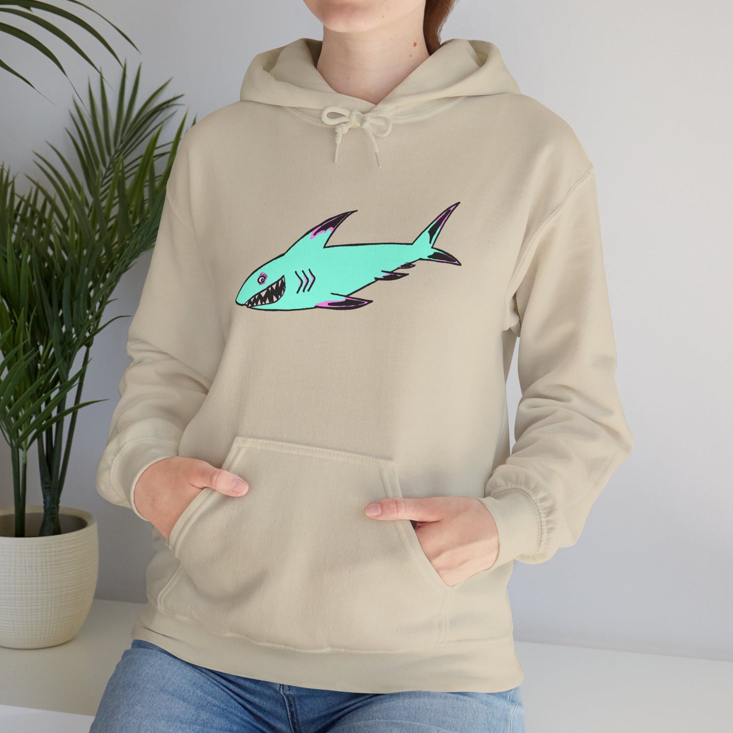 Shark Graphic Unisex Hoodie, Fun Casual Wear, Beach Lover's Gift, Relaxing Lounge Sweatshirt, Unique Gift for Any Occasion