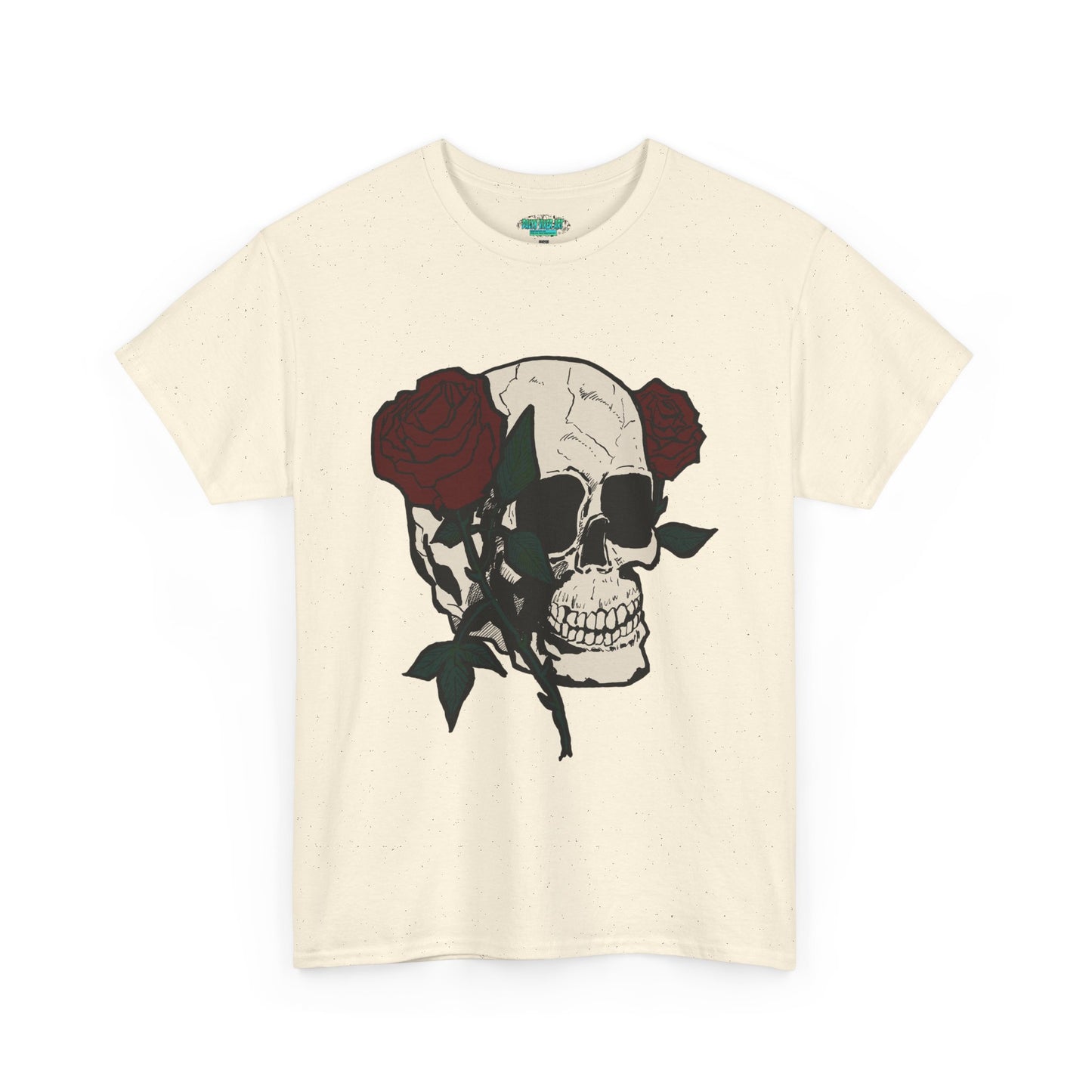 Skull and Roses Unisex Heavy Cotton Tee - Edgy Graphic T-Shirt for Impactful Style