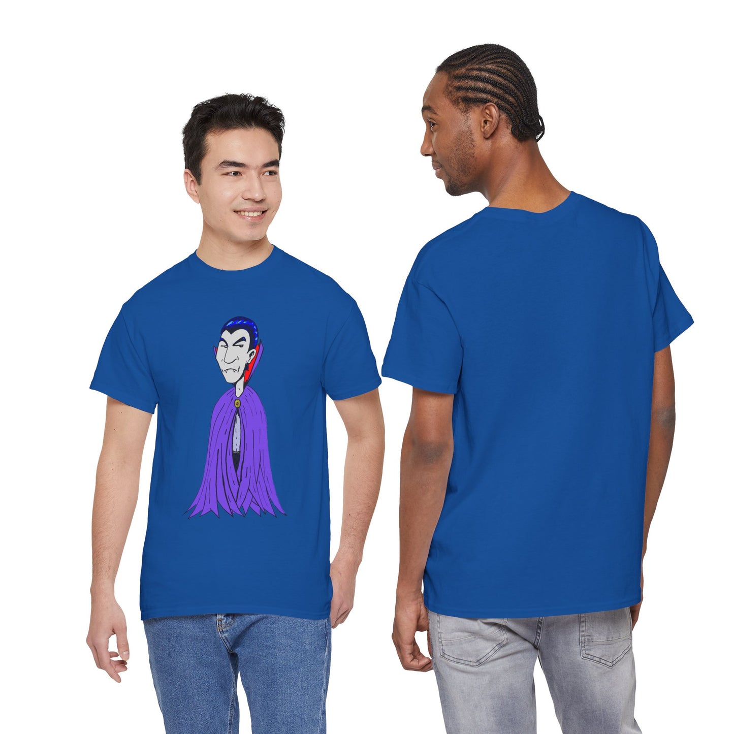 Vampire Cartoon Tee - Cute Purple Cloak Dracula Graphic T-Shirt