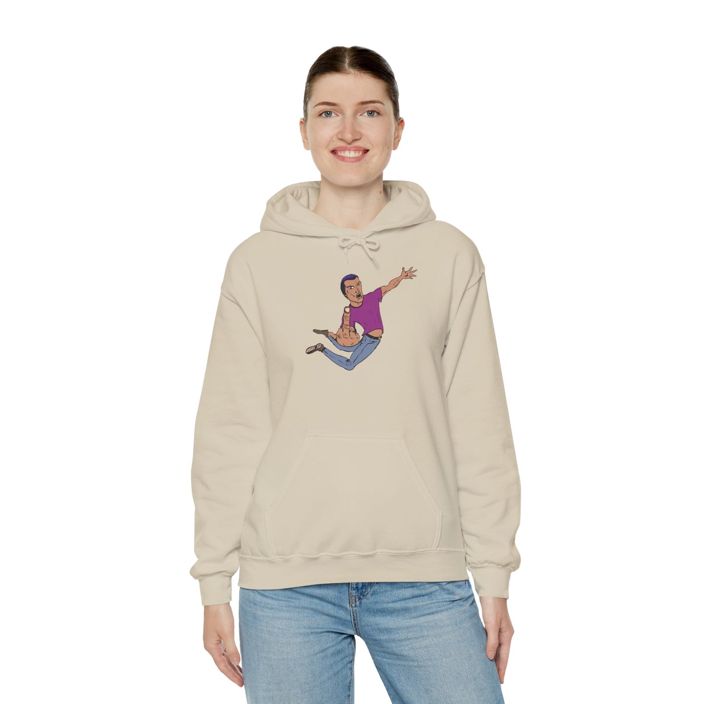 Funny Flying Eff Unisex Hooded Sweatshirt with Cartoon Design, Casual Hoodie, Gift for Friends, Birthday Gift, Loungewear