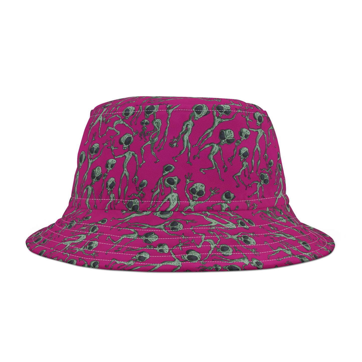 Vibrant Alien Dance Party Print Bucket Hat for Trendy Fashion Lovers, Unique Summer Accessory, Festival Gear, Fun Gift, Vacation Must-Have