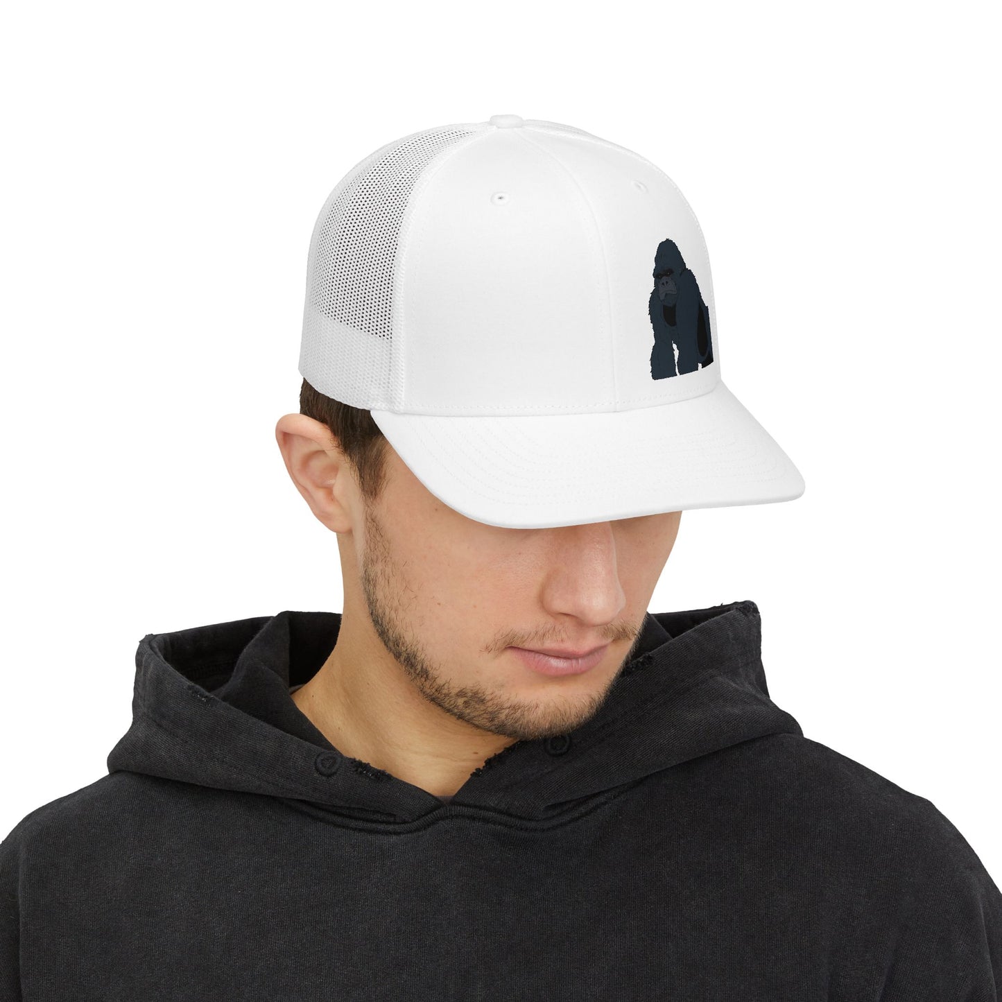 Gorilla Embroidered Snapback Trucker Cap — Casual Wildlife Hat for Outdoors & Everyday Wear