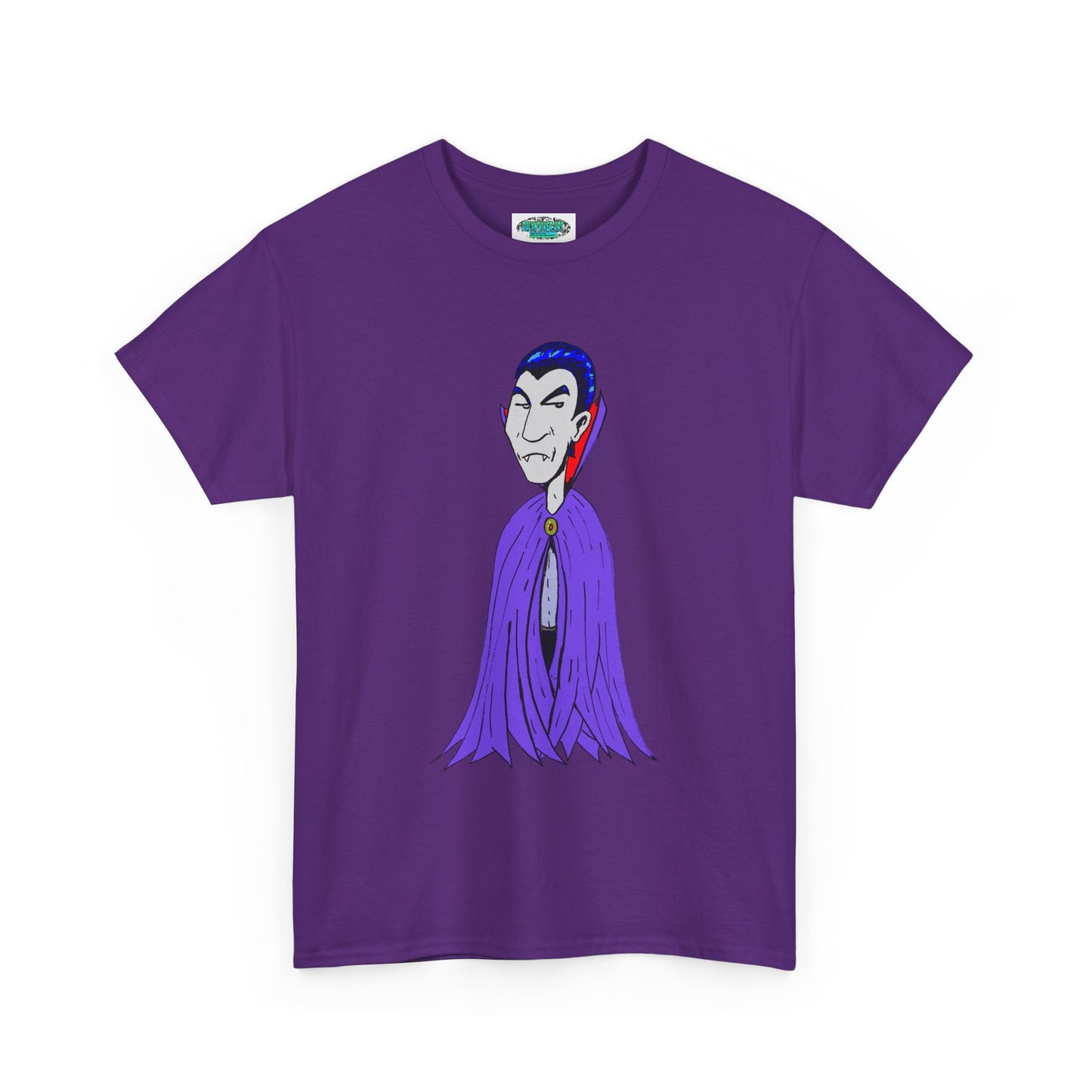 Vampire Cartoon Tee - Cute Purple Cloak Dracula Graphic T-Shirt