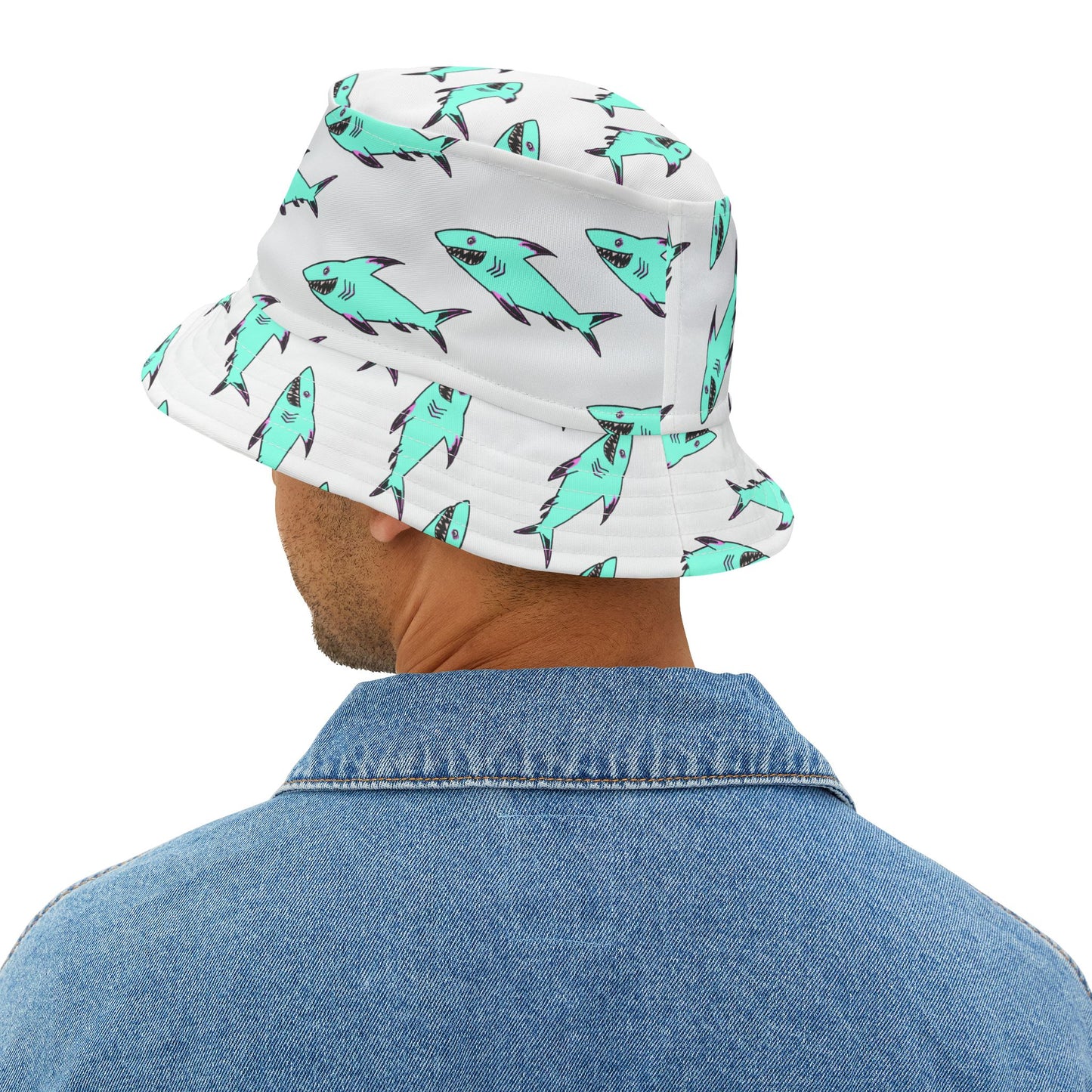 Shark Print Bucket Hat, Stylish Summer Accessory, Beach Wear, Perfect Gift for Ocean Lovers, Trendy Outdoor Hat