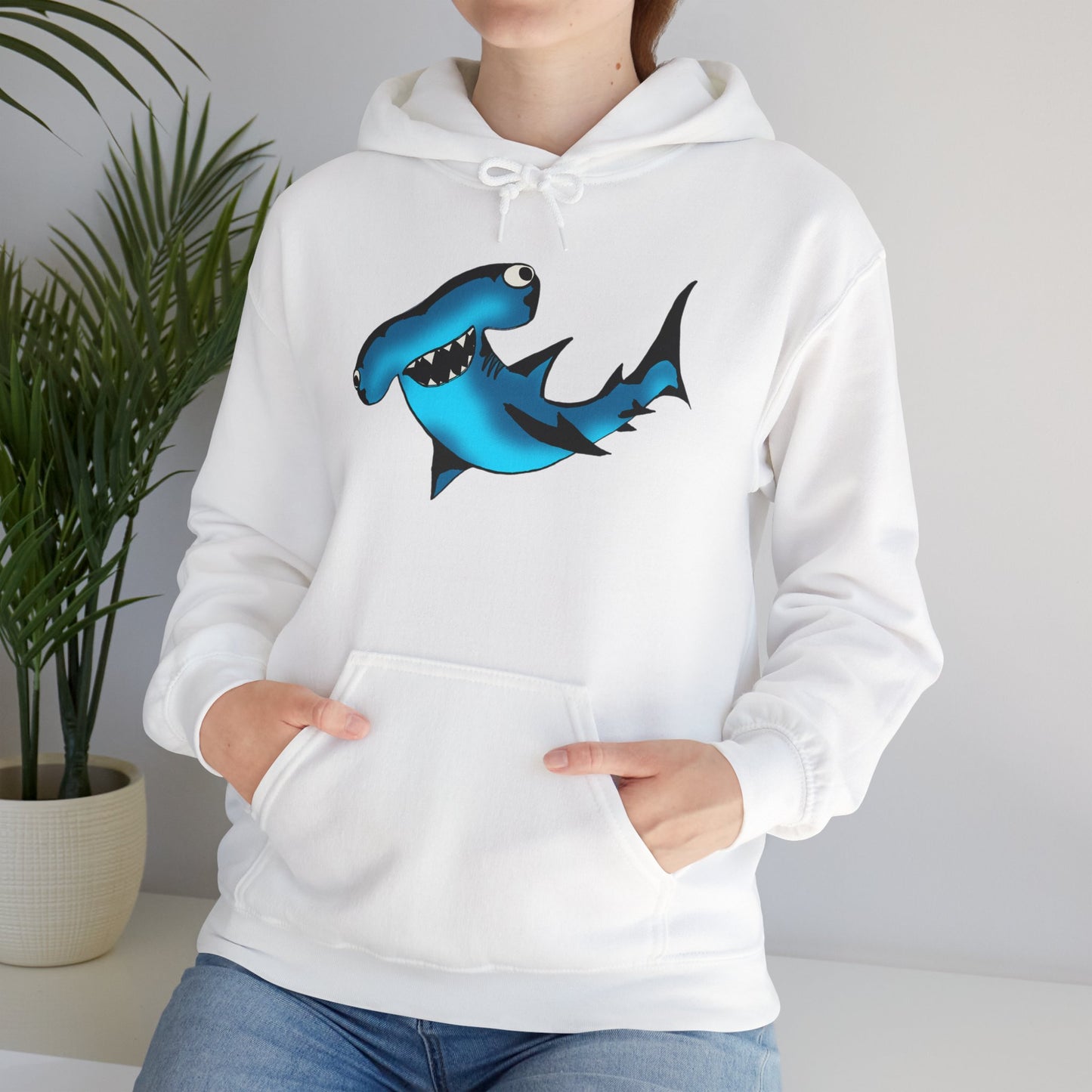 Harley Hammerhead Shark Design Unisex Hooded Sweatshirt, Funny Gift for Ocean Lovers, Casual Wear, Beach Days, Unique Apparel, Birthday Present