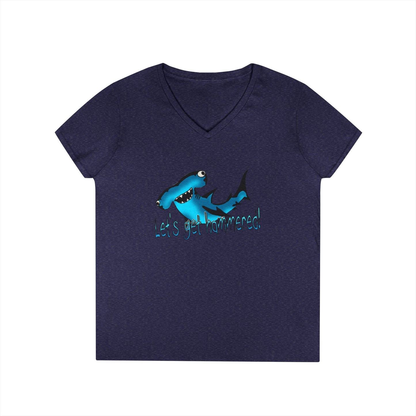 Funny Shark Ladies' V-Neck T-Shirt | Let's Get Hammered Design