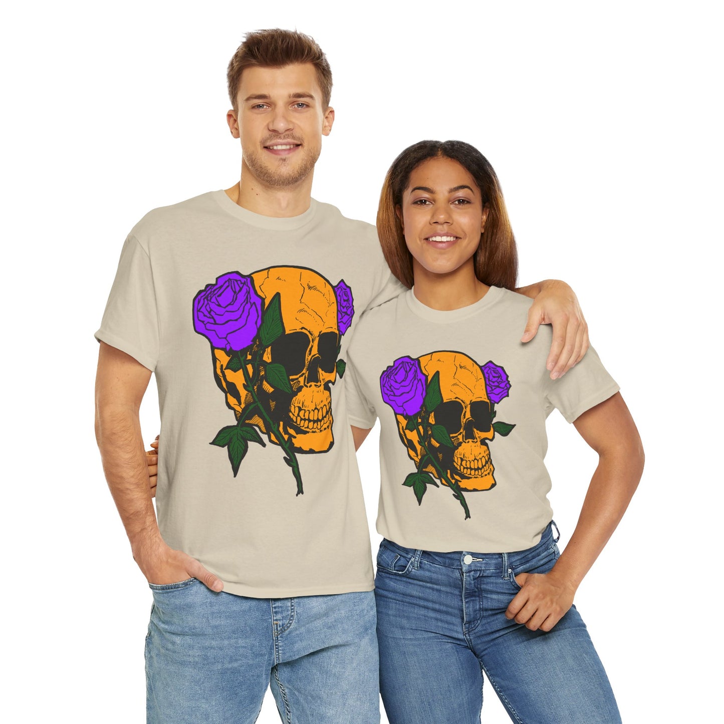 Skull and Roses Unisex Tee, Gothic Aesthetic Shirt, Vintage Graphic T-Shirt, Streetwear Essentials, Edgy Casual Wear